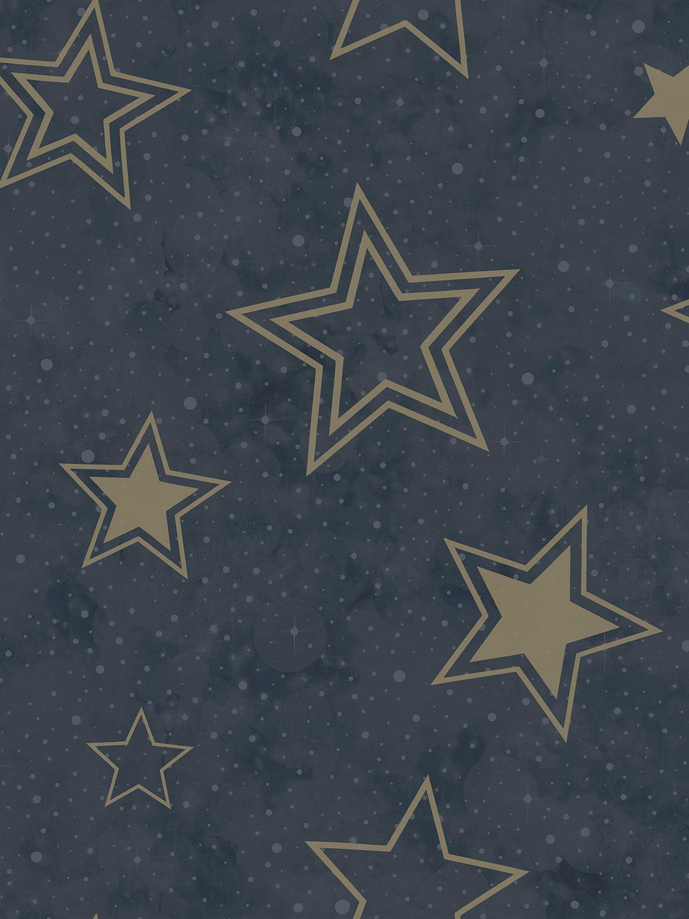 Image 2 of 6 of Holden Decor Stardust Midnight Blue/gold Wallpaper
