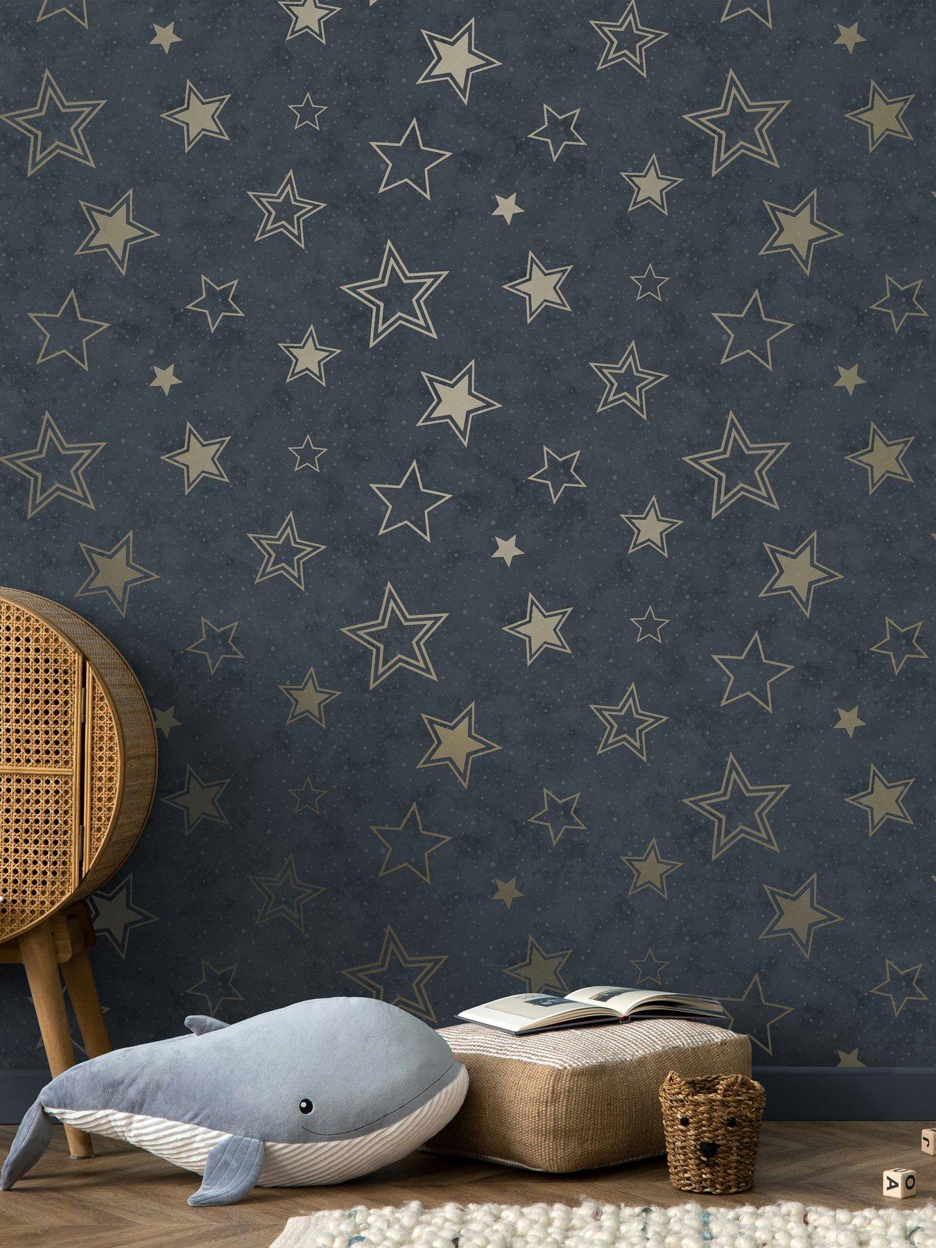 Image 3 of 6 of Holden Decor Stardust Midnight Blue/gold Wallpaper