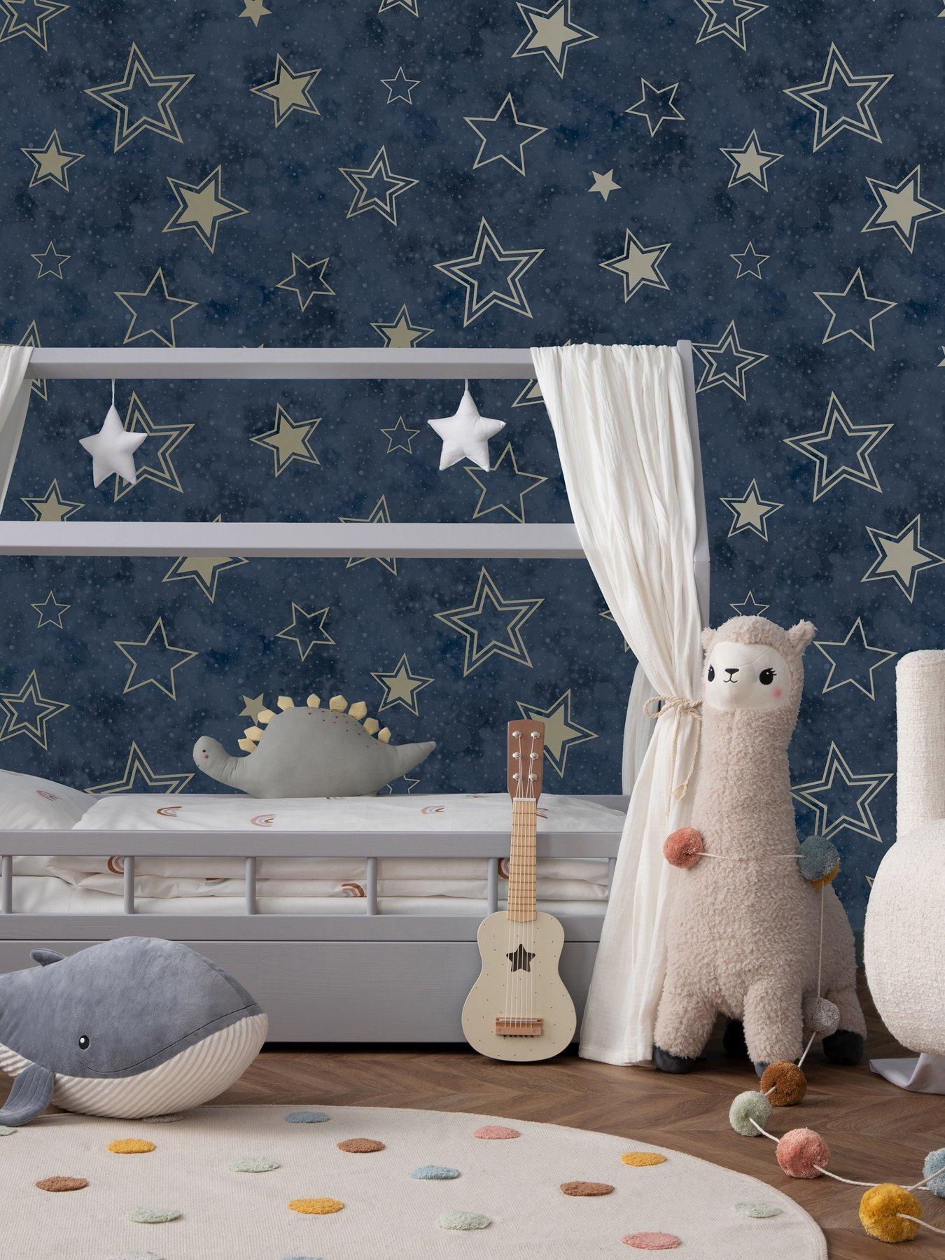 Image 4 of 6 of Holden Decor Stardust Midnight Blue/gold Wallpaper