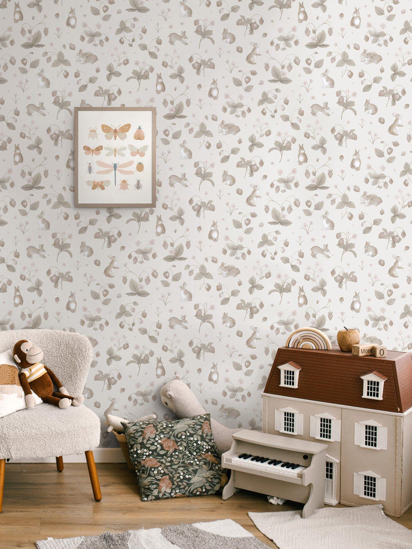 Holden Decor Bunnies & Berries Neutral Wallpaper