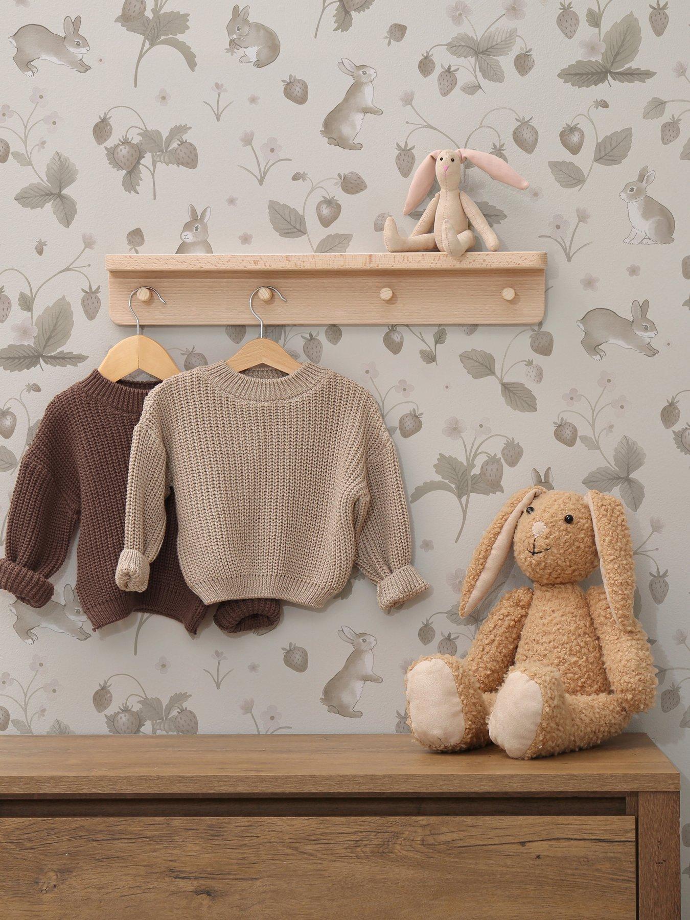 Image 3 of 6 of Holden Decor Bunnies & Berries Neutral Wallpaper