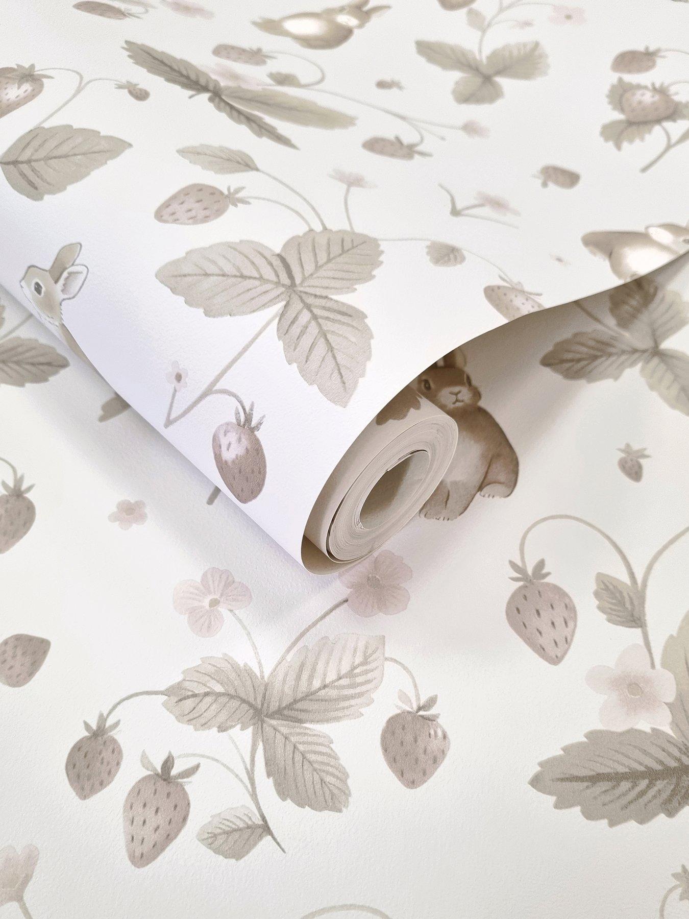 Image 6 of 6 of Holden Decor Bunnies & Berries Neutral Wallpaper