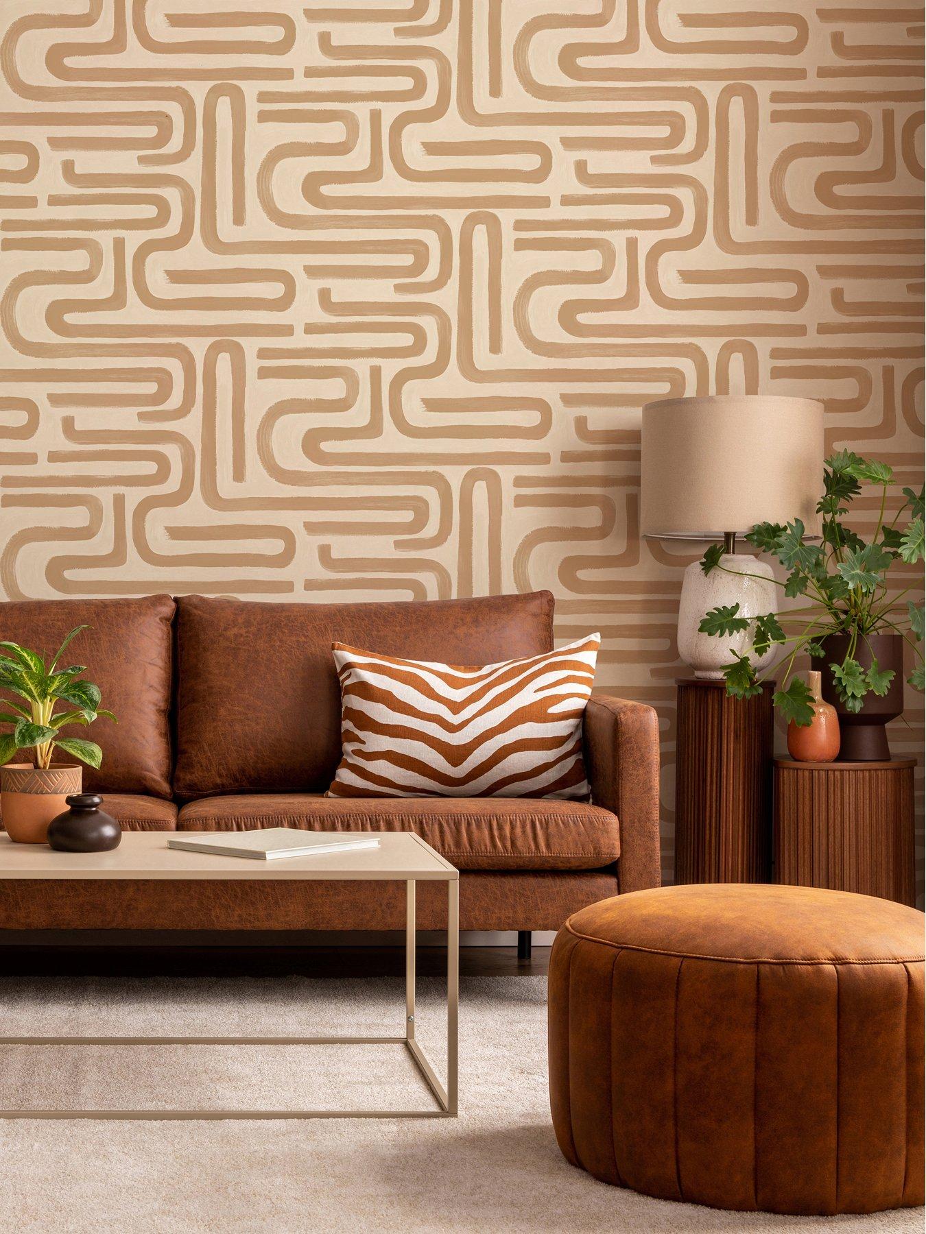 Image 1 of 6 of Holden Decor Brushed Geo Orange Wallpaper