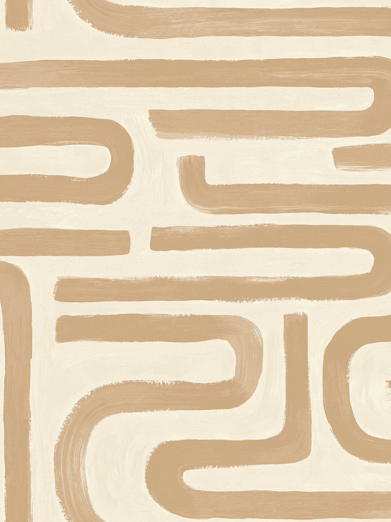 Image 2 of 6 of Holden Decor Brushed Geo Orange Wallpaper