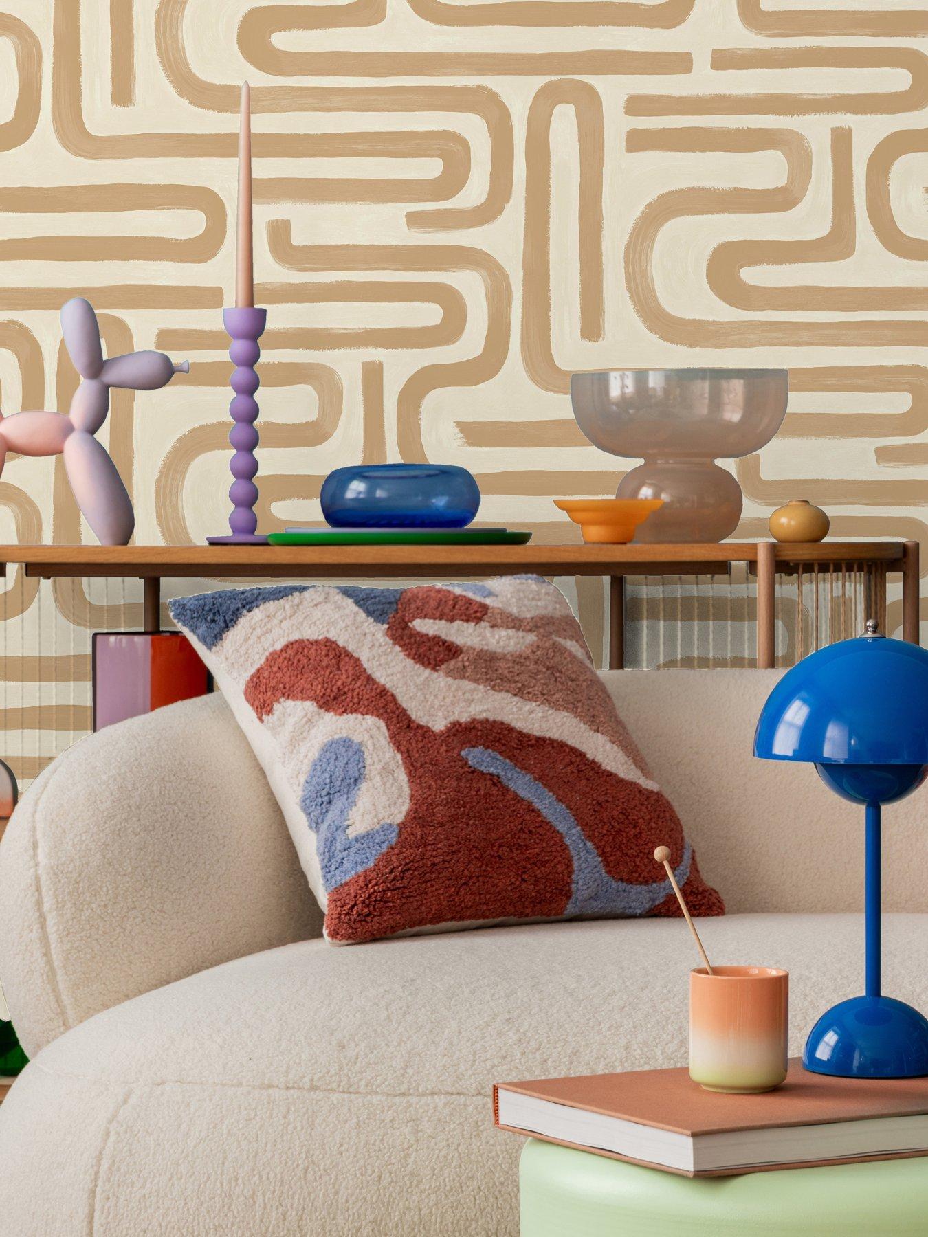 Image 5 of 6 of Holden Decor Brushed Geo Orange Wallpaper