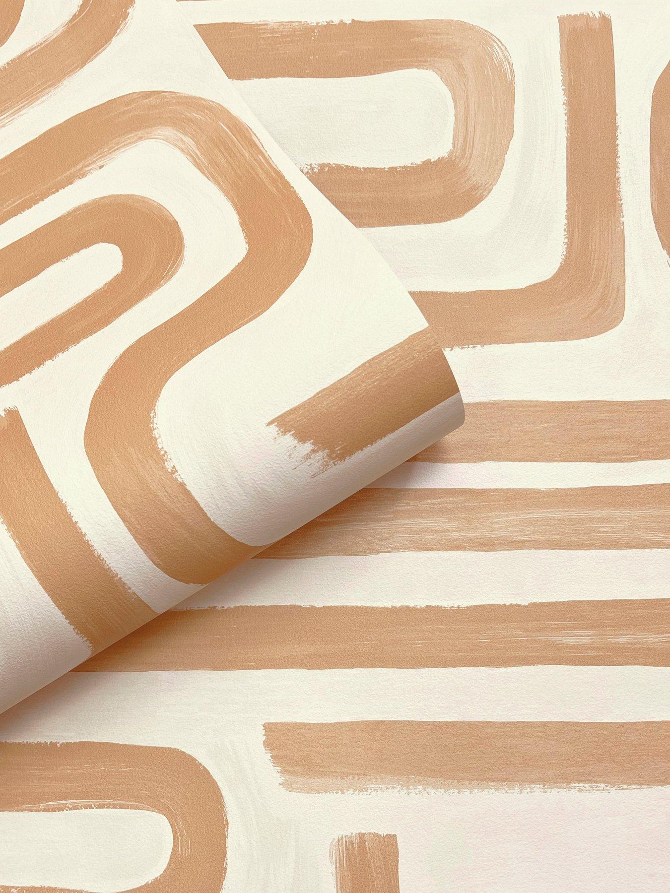 Image 6 of 6 of Holden Decor Brushed Geo Orange Wallpaper