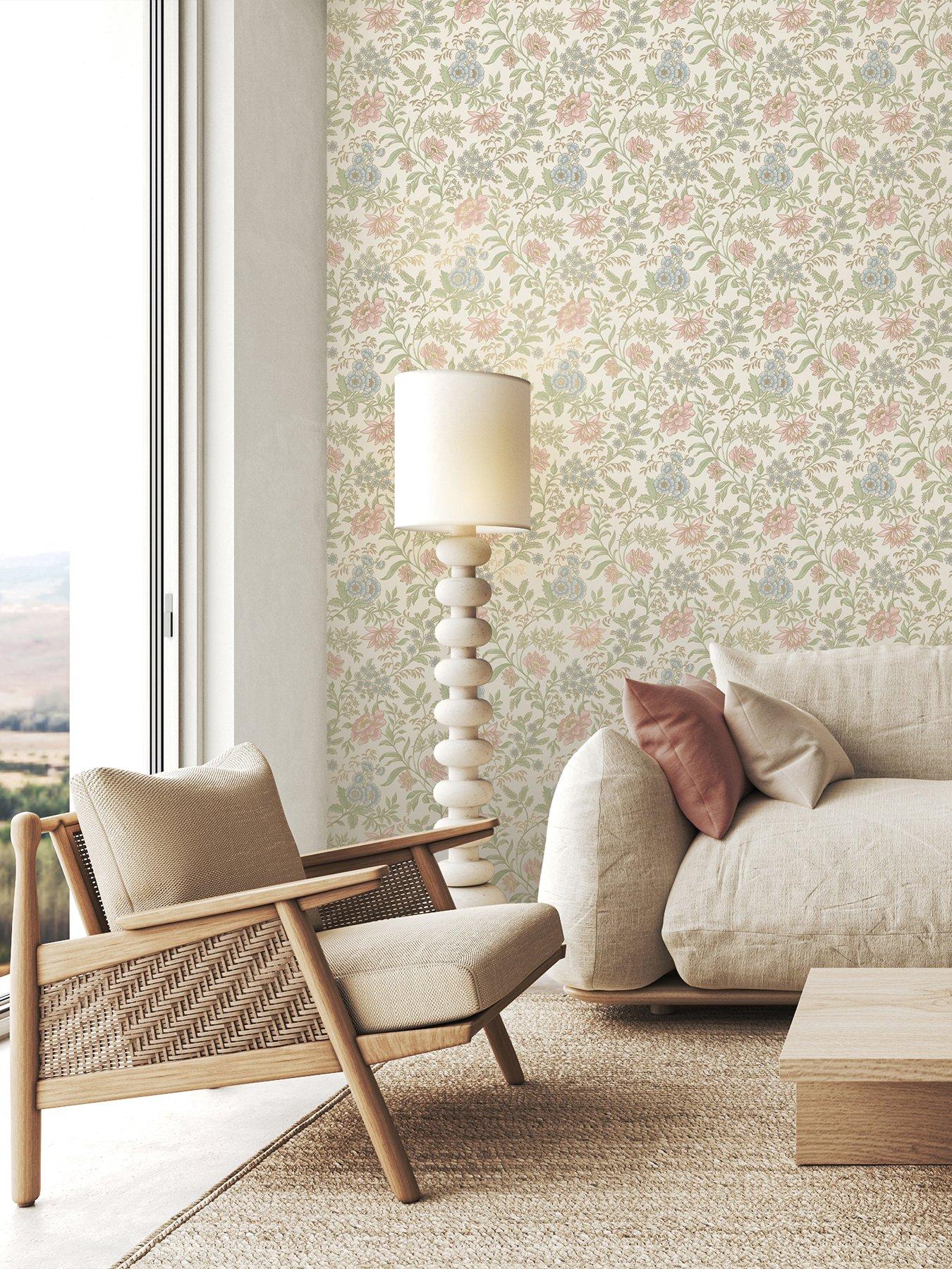 Rasch Garden Muse Pink & Green Wallpaper