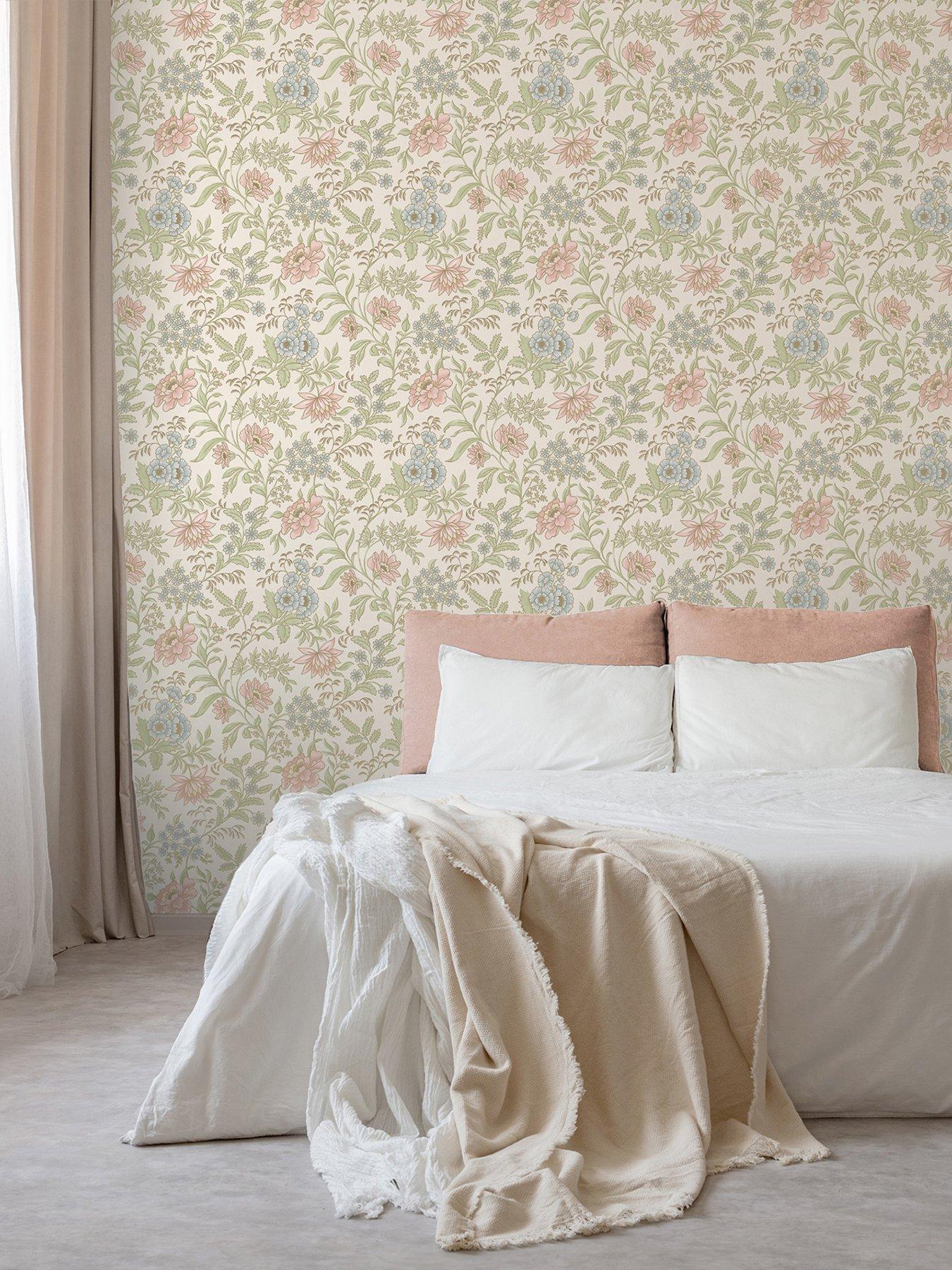 Image 3 of 7 of Rasch Garden Muse Pink & Green Wallpaper