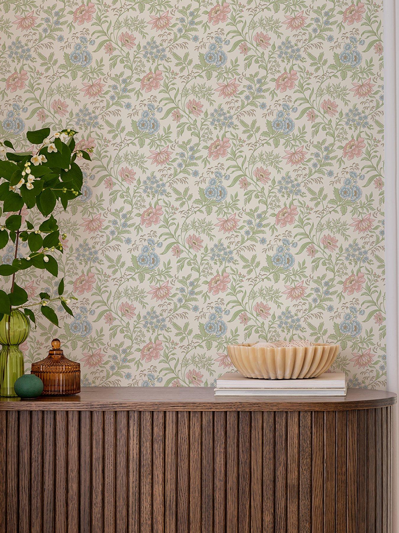 Image 4 of 7 of Rasch Garden Muse Pink & Green Wallpaper