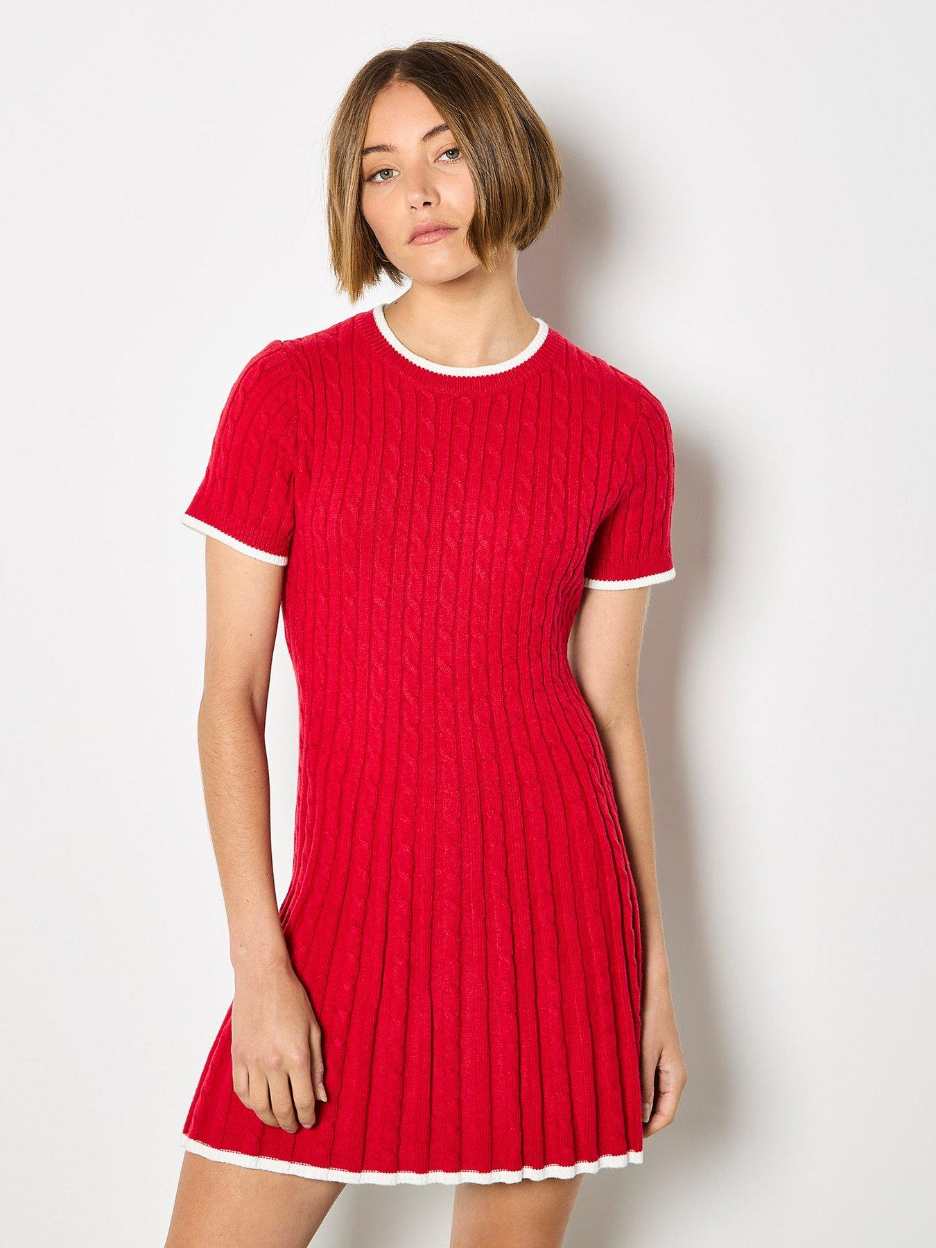 Apricot Cable Knit Contrast Edge F & f Drs