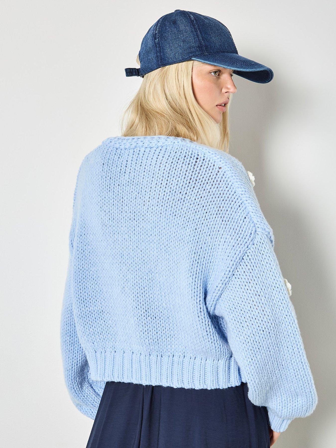 Image 2 of 4 of Apricot Colourful Daisies Open Cardigan - Blue