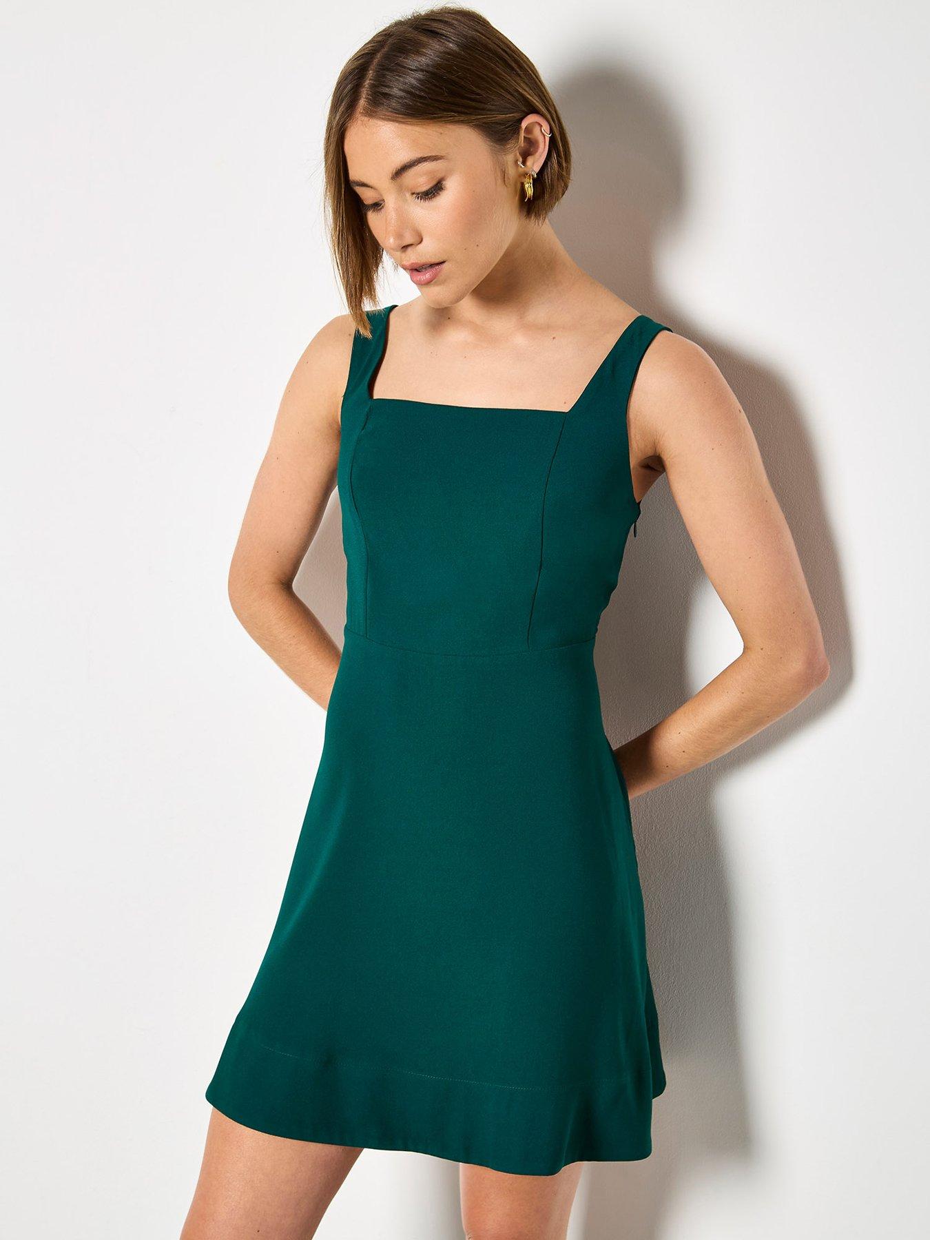 apricot-fit-and-flare-mini-dress-green