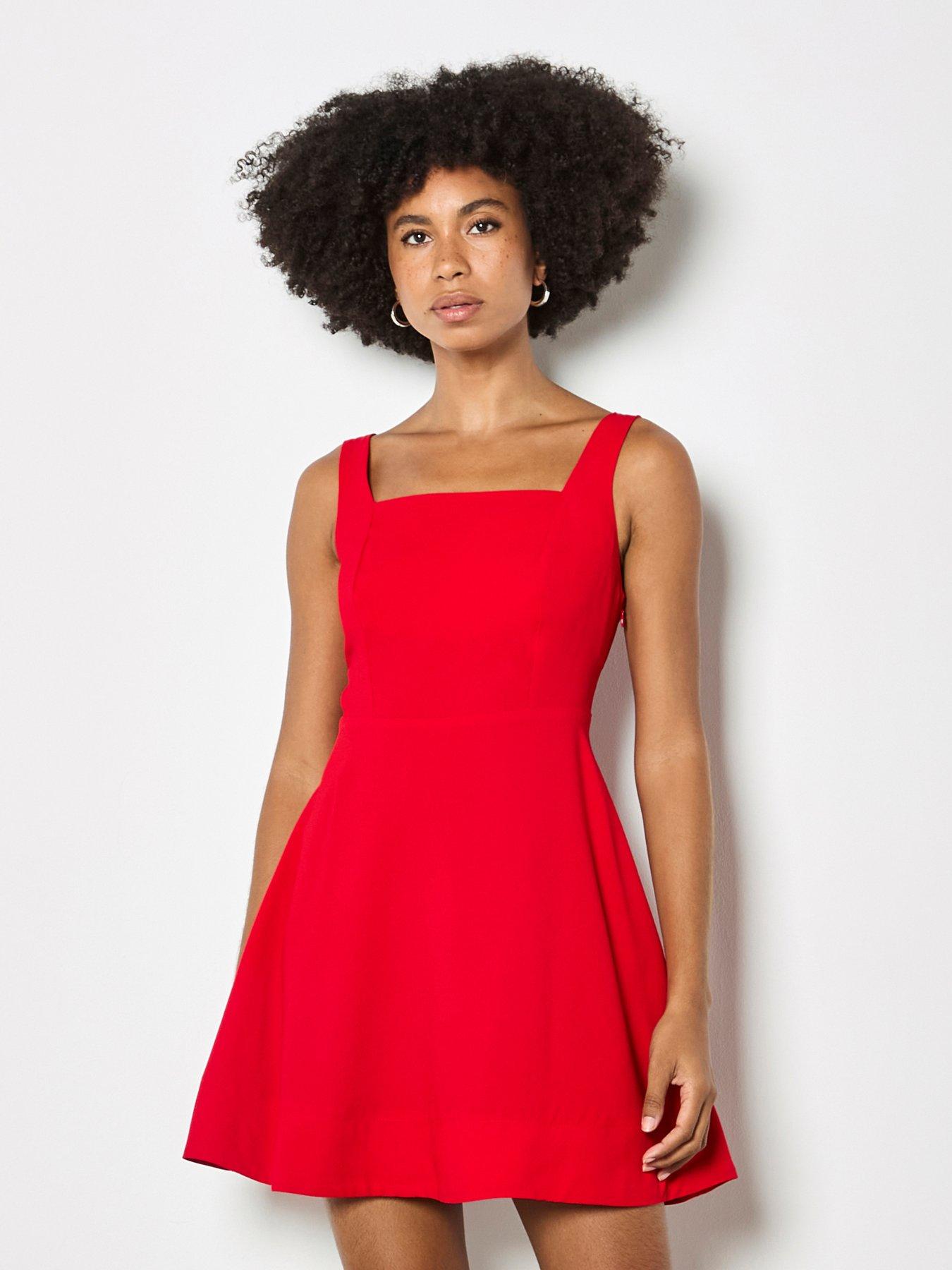 apricot-fit-and-flare-mini-dress-red