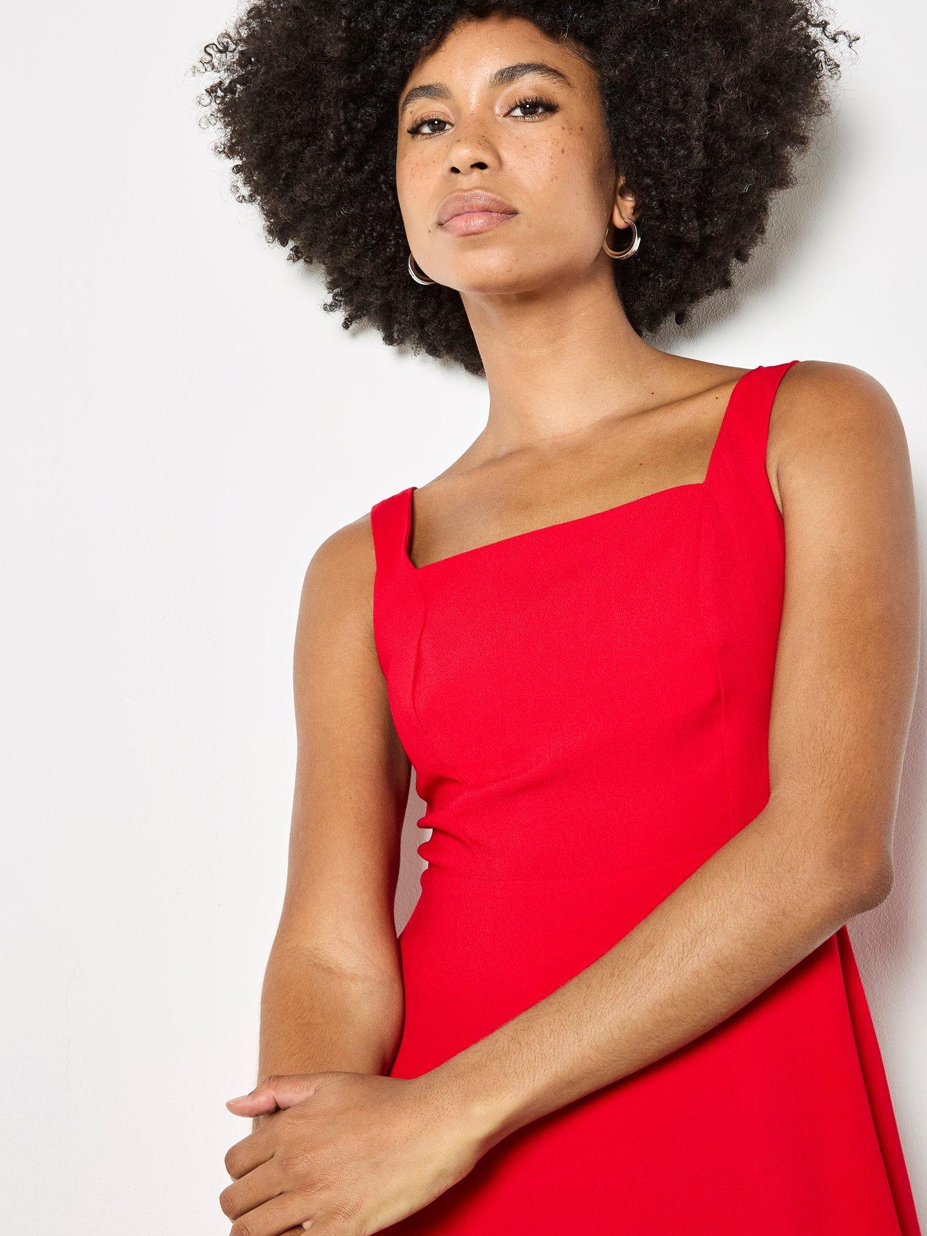 Image 4 of 5 of Apricot Fit And Flare Mini Dress - Red