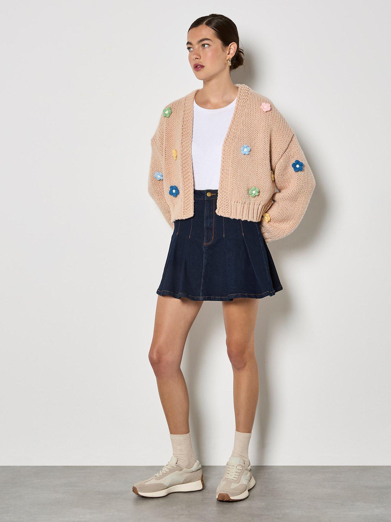 Image 3 of 4 of Apricot Denim Pleated Mini Skirt - Blue