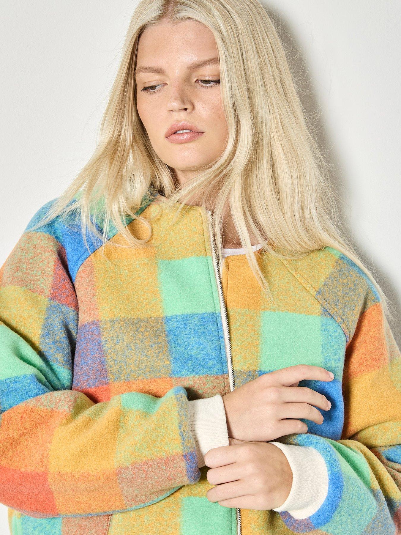 Image 6 of 6 of Apricot Check Fleece Reversible Quilted Jacket - Cream