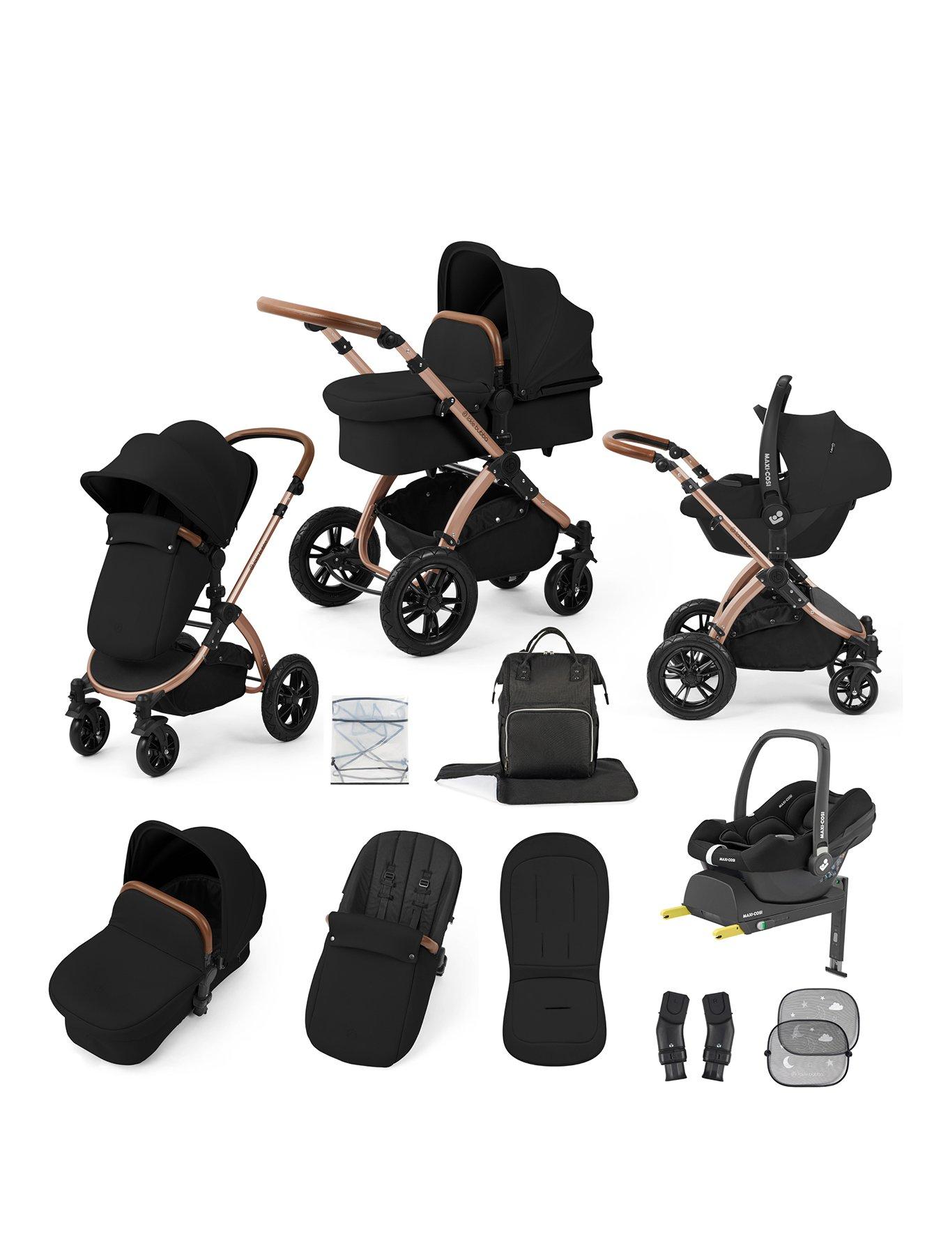 Ickle Bubba Stomp Luxe 12 Piece Travel System With Maxi Cosi Cabriofix I-Size Car Seat  &  Isofix Base - Bronze / Midnight / Tan