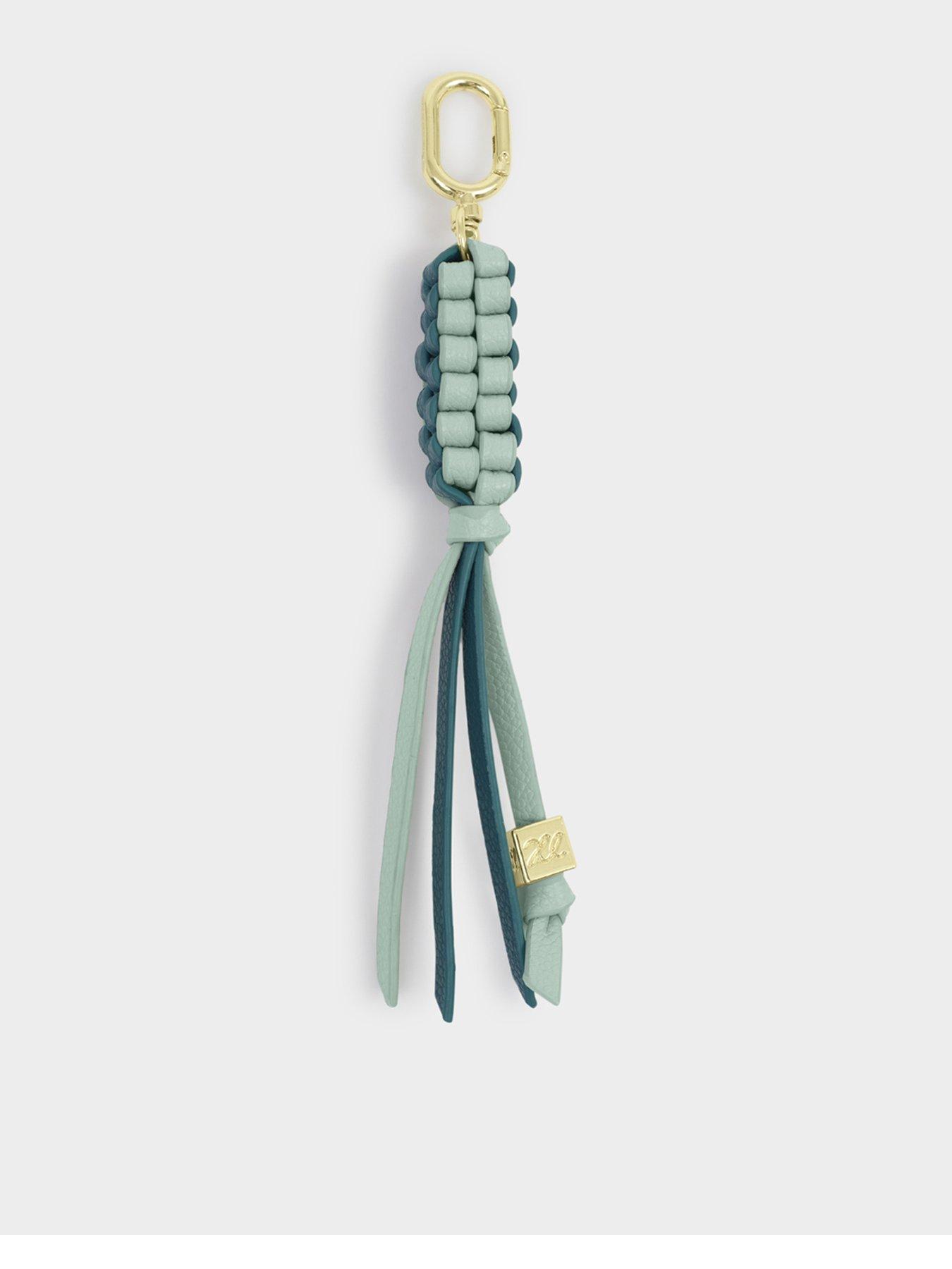 Image 1 of 5 of Katie Loxton Braided Keyring Bag Charm - Deep Teal/ Jelly Mint