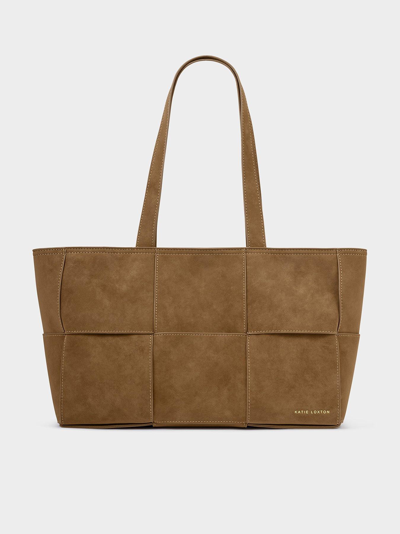 Image 2 of 6 of Katie Loxton Taya Woven Suedette Tote Bag - Caramel Suedette