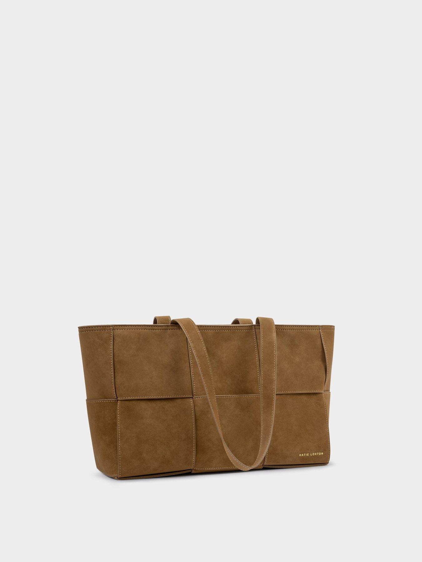Image 3 of 6 of Katie Loxton Taya Woven Suedette Tote Bag - Caramel Suedette