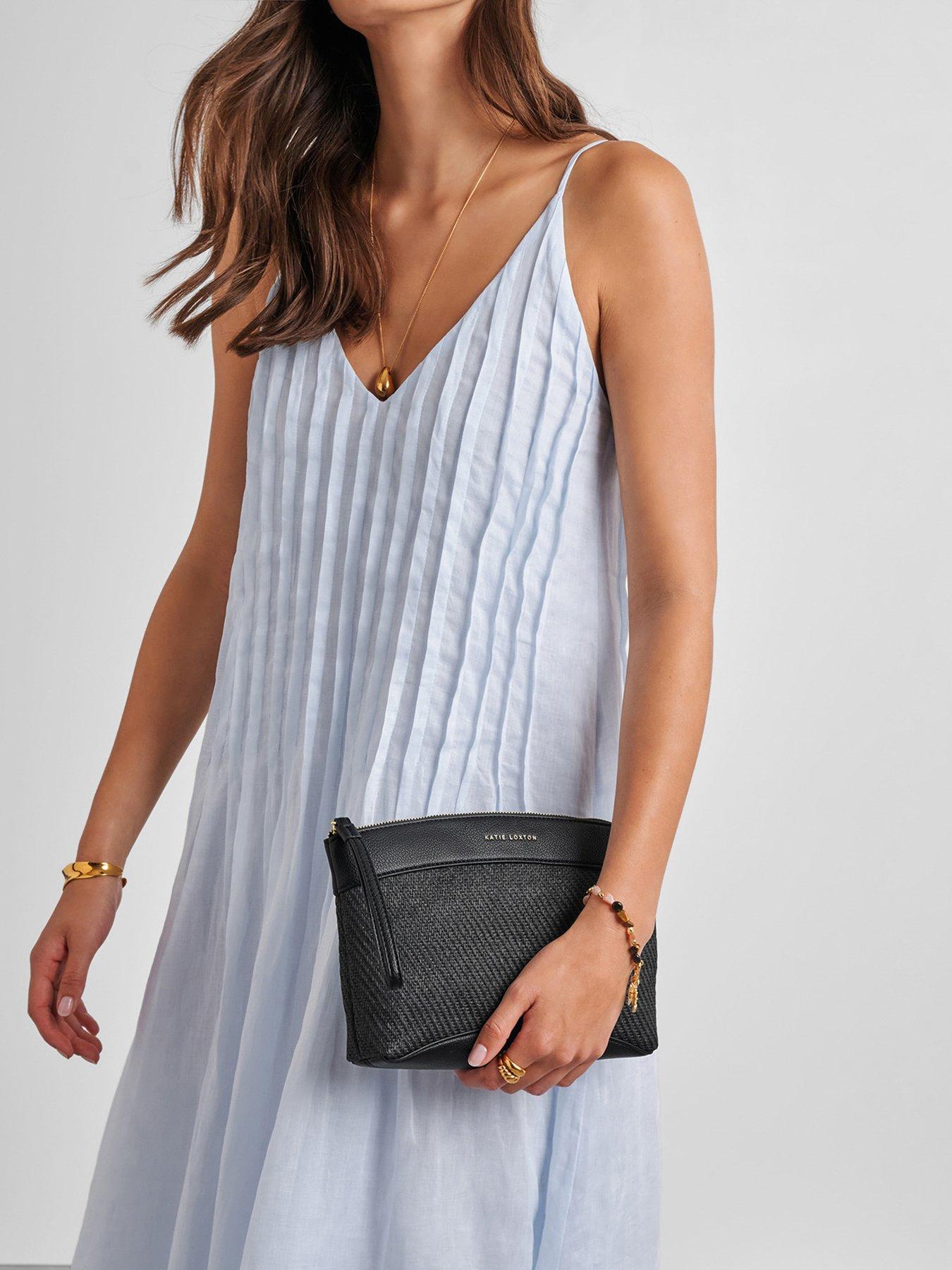 Image 1 of 6 of Katie Loxton Wristlet Clutch - Black Raffia