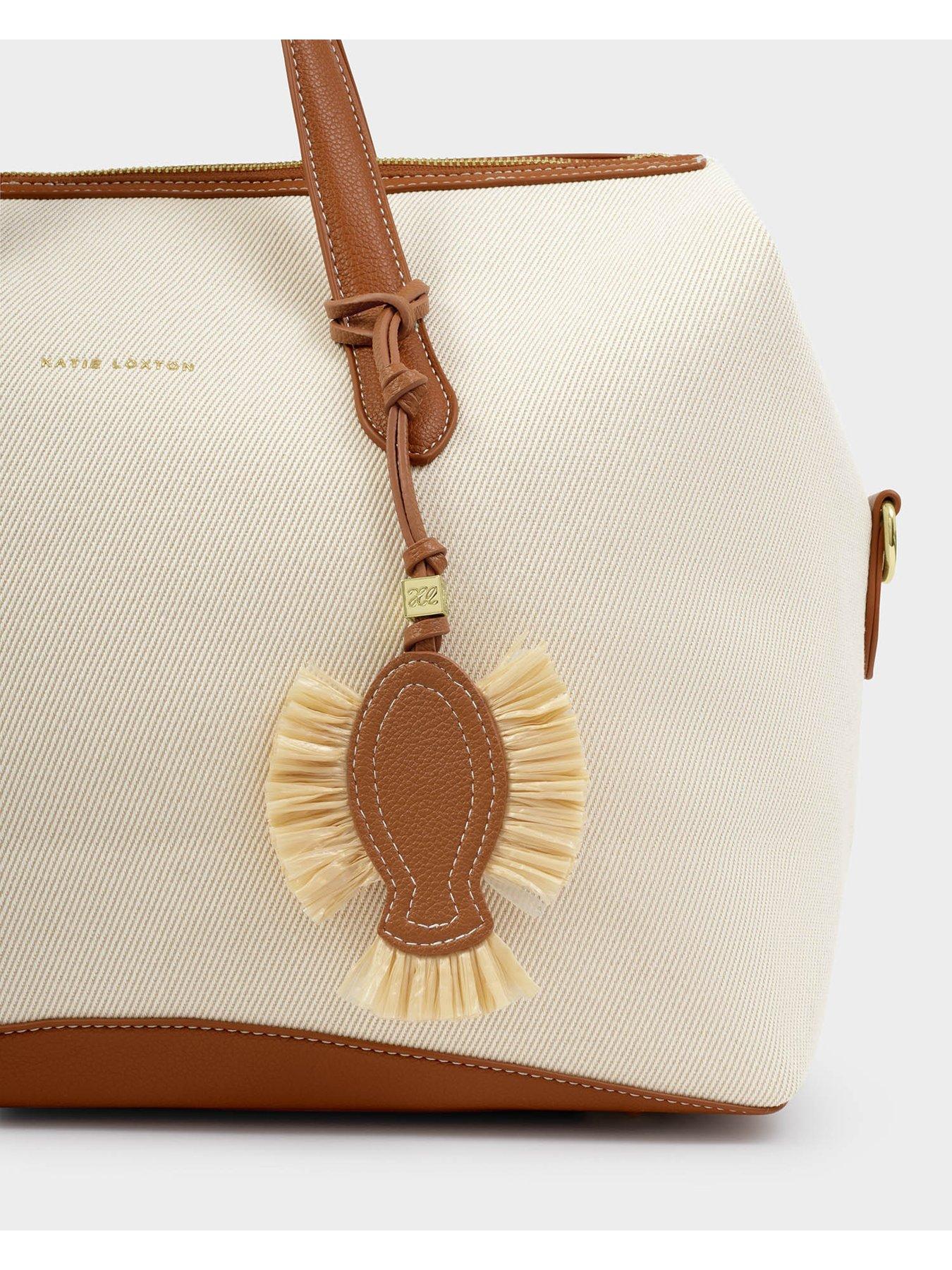 stillFront image of katie-loxton-raffia-fish-bag-charm-cognac-raffia