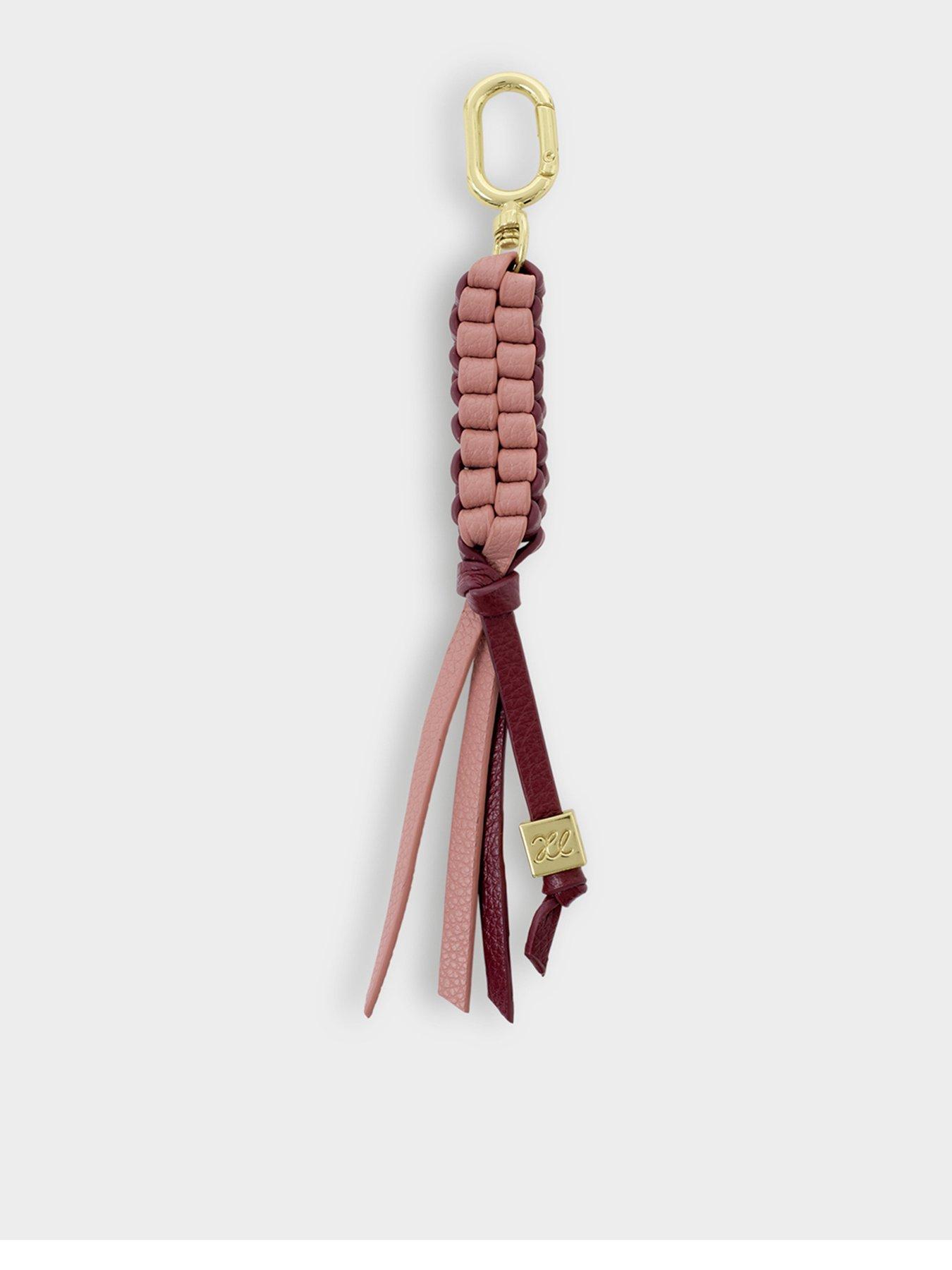 Katie Loxton Braided Keyring Bag Charm - Rose Pink / Cherry