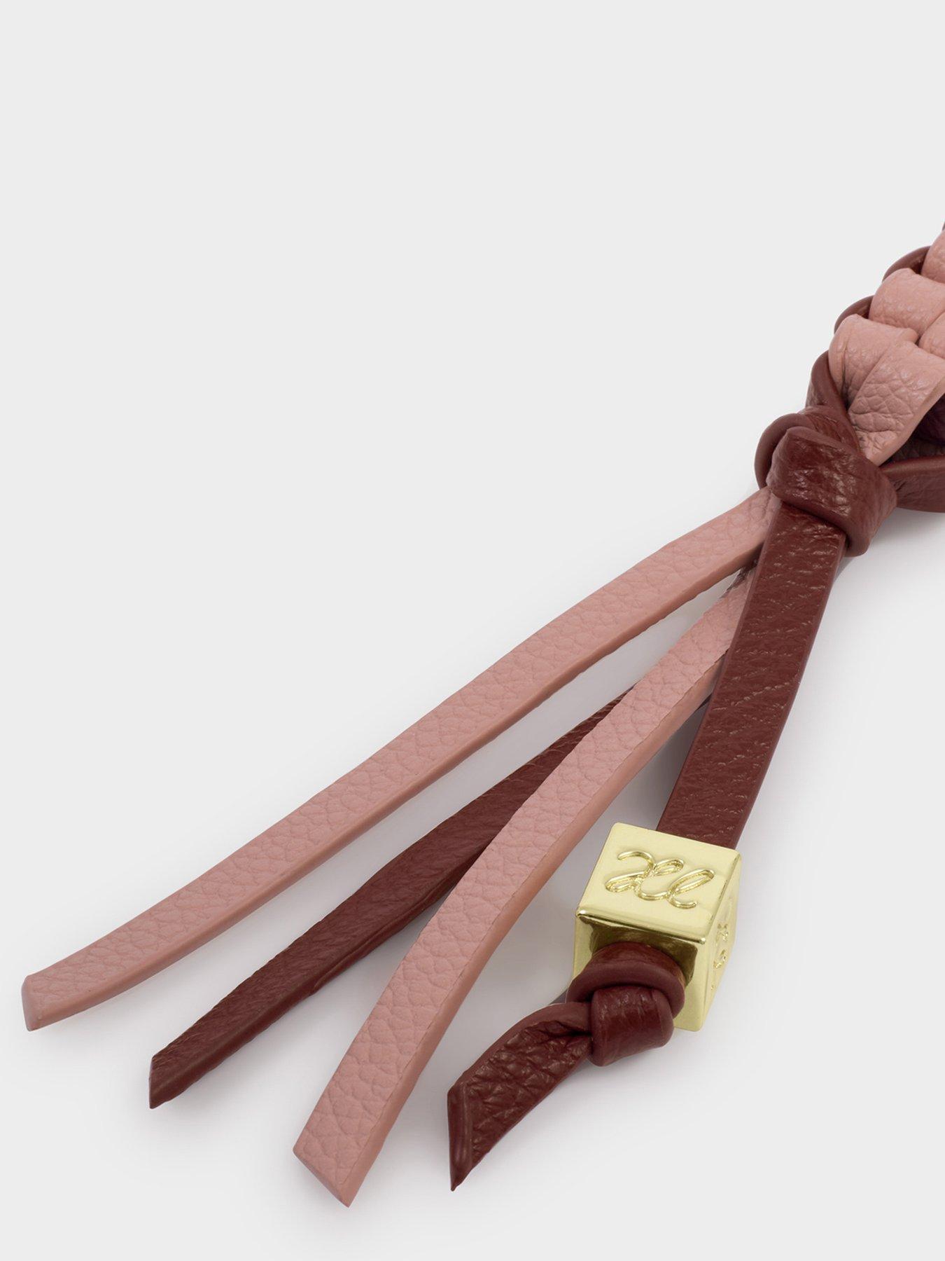 Image 3 of 5 of Katie Loxton Braided Keyring Bag Charm - Rose Pink / Cherry