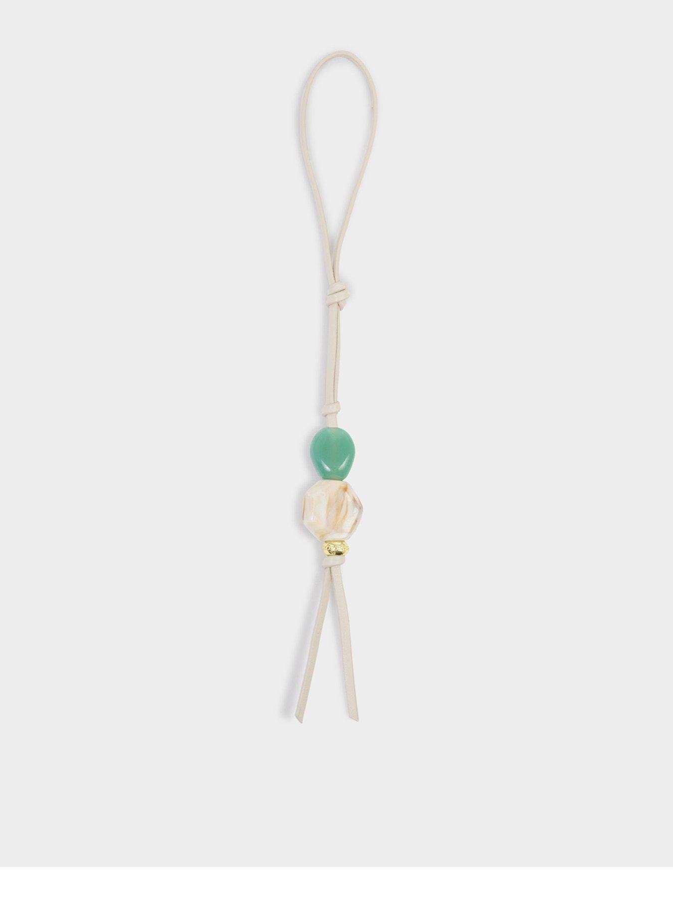 Image 1 of 5 of Katie Loxton Beaded Keyring Bag Charm - Oyster