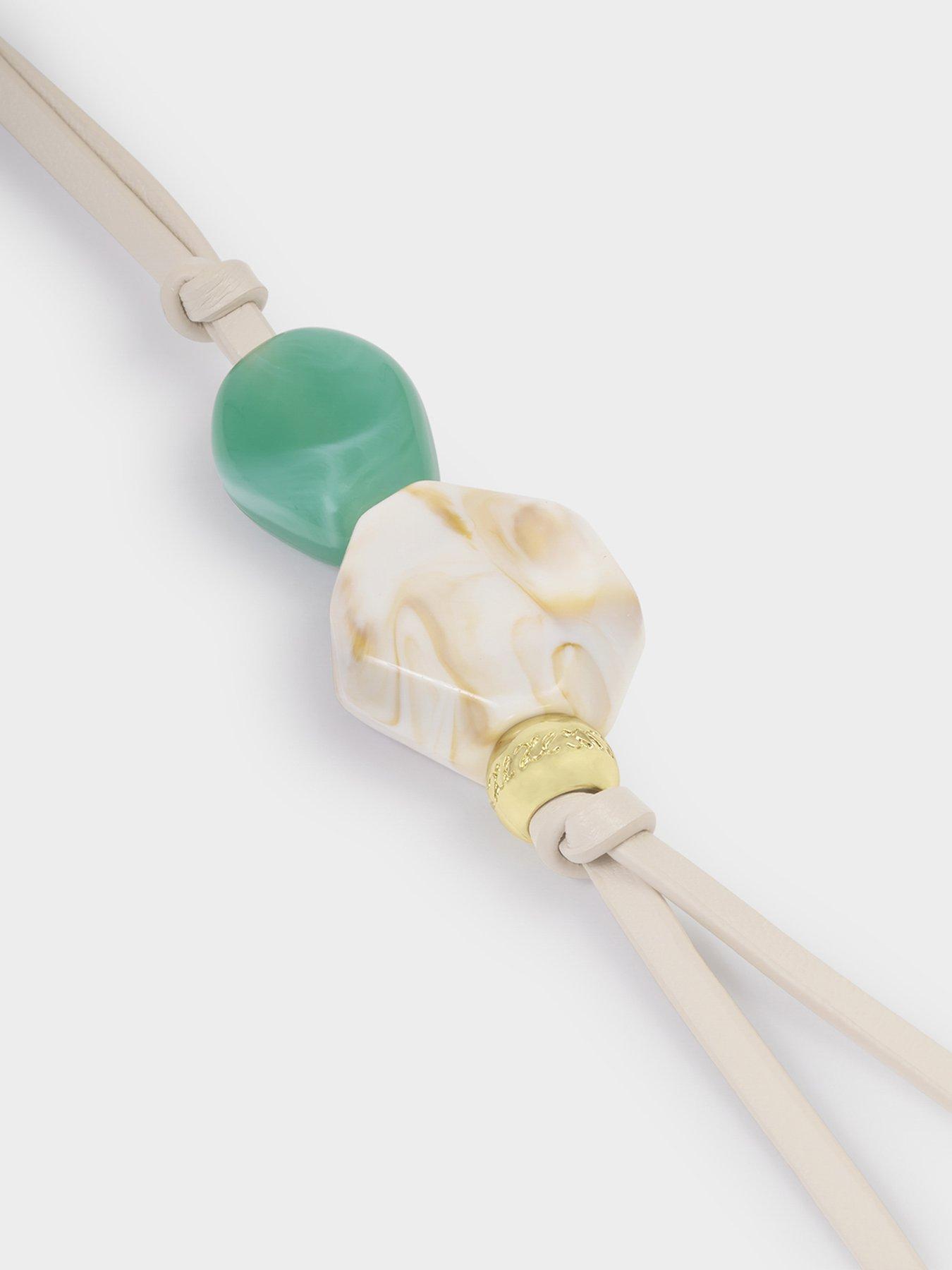 Image 4 of 5 of Katie Loxton Beaded Keyring Bag Charm - Oyster