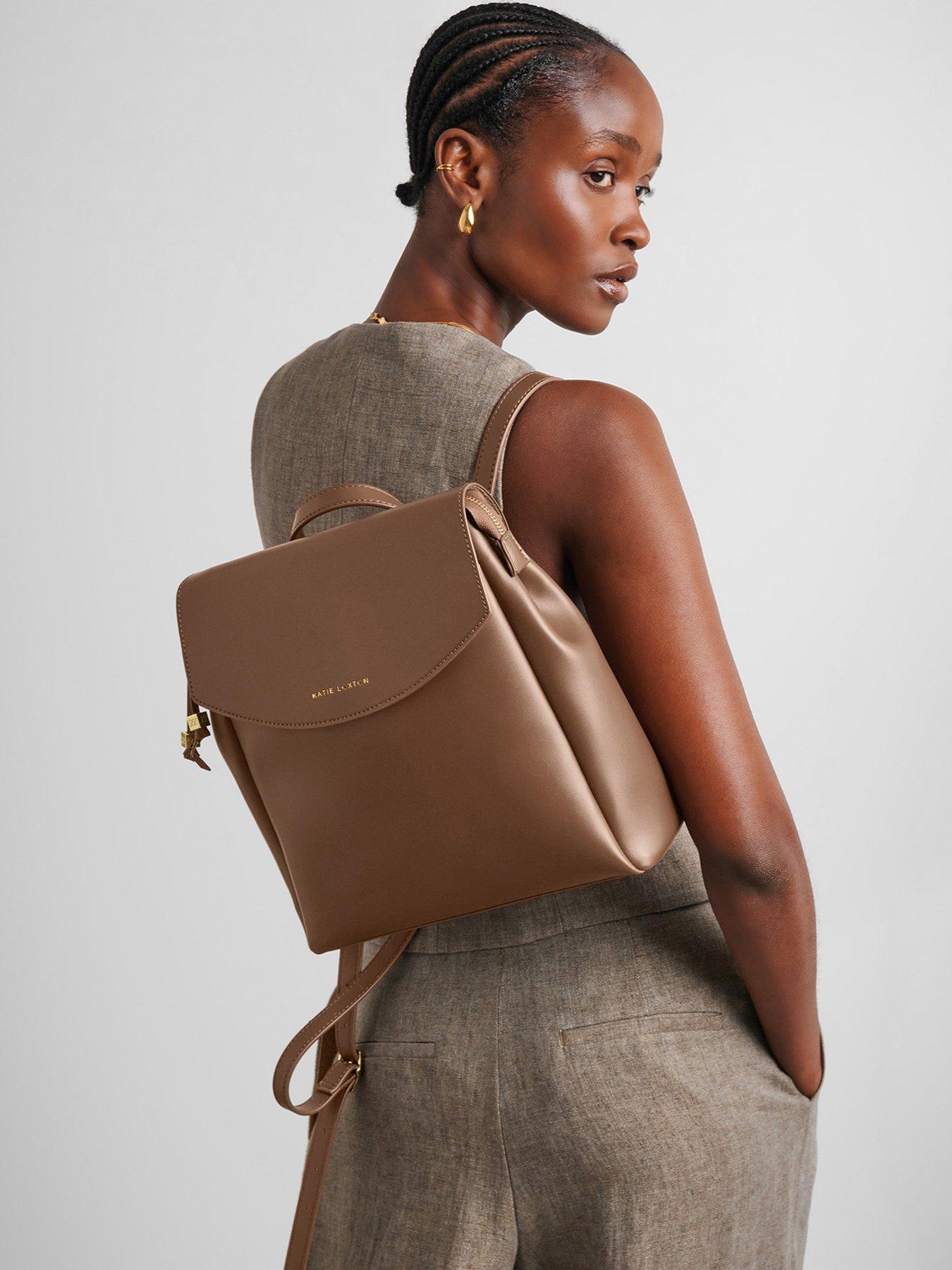 front image of katie-loxton-nadia-medium-backpack-chocolate