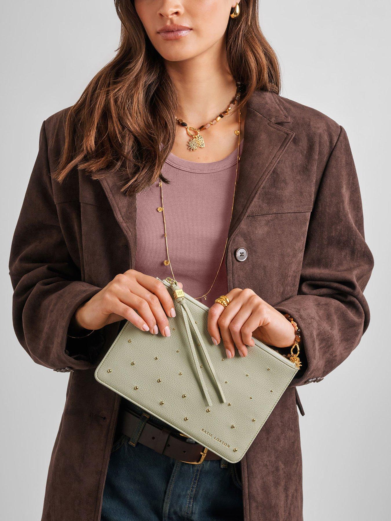 Katie Loxton Tassel Gold Studs Charm Pouch - Green Mist