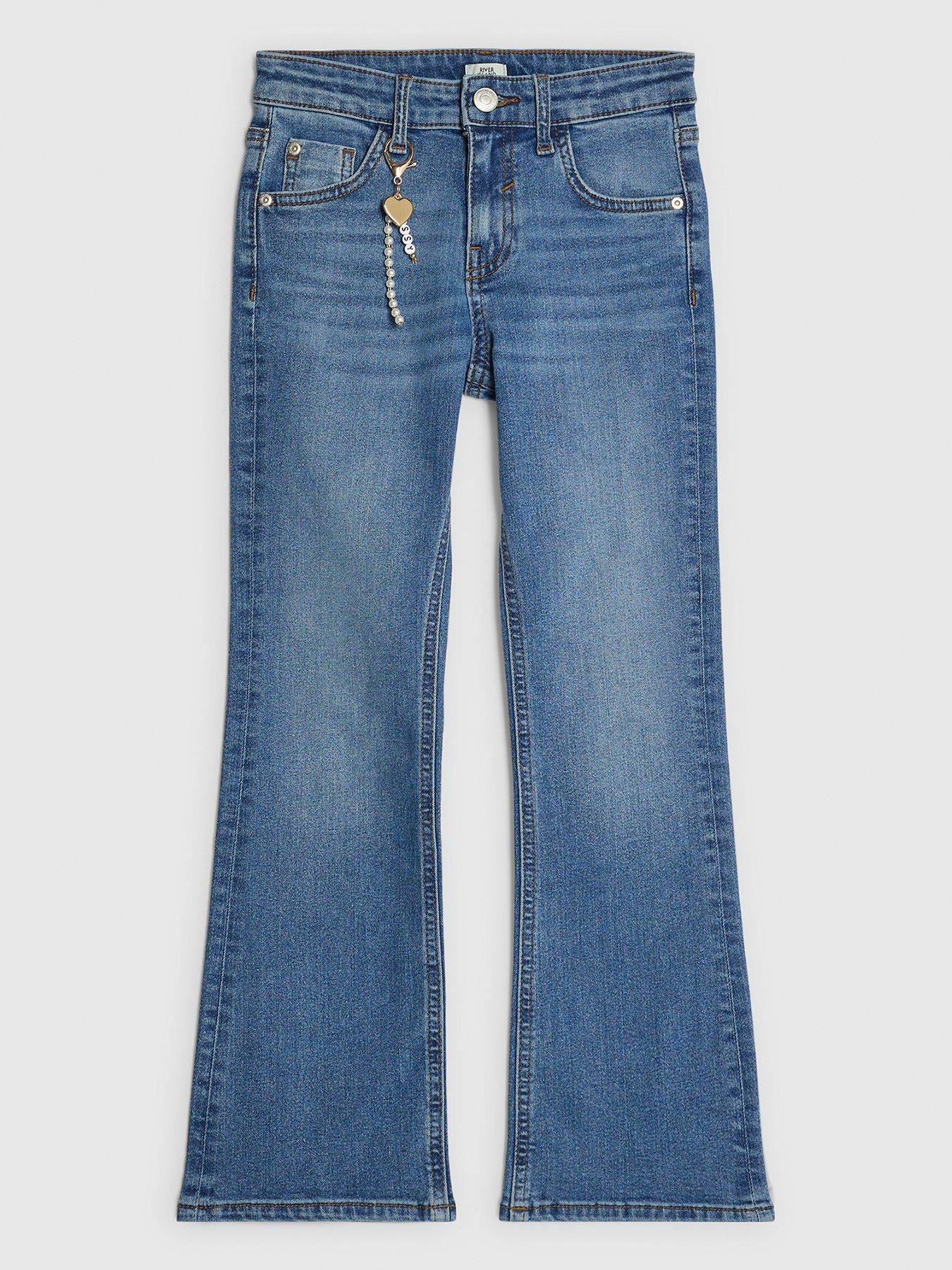 river-island-older-girls-flared-keyring-jeans-blue