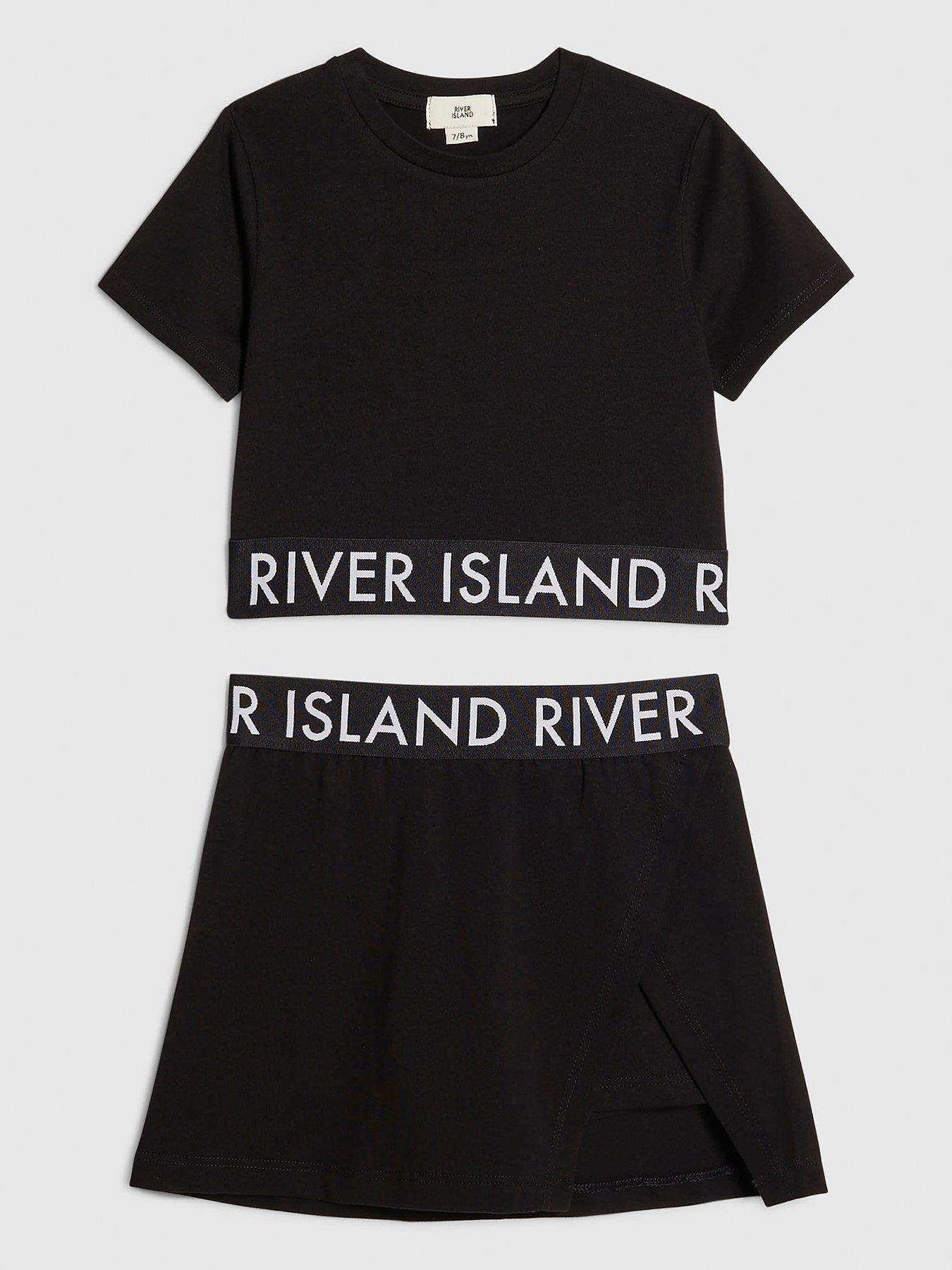 River Island Older Girls Waistband T-Shirt And Skort Set - Black