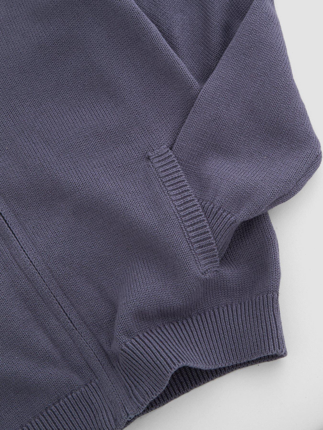 Image 5 of 6 of The Very Collection Boys Knitted Back Detail Basic Cardigan - Grey