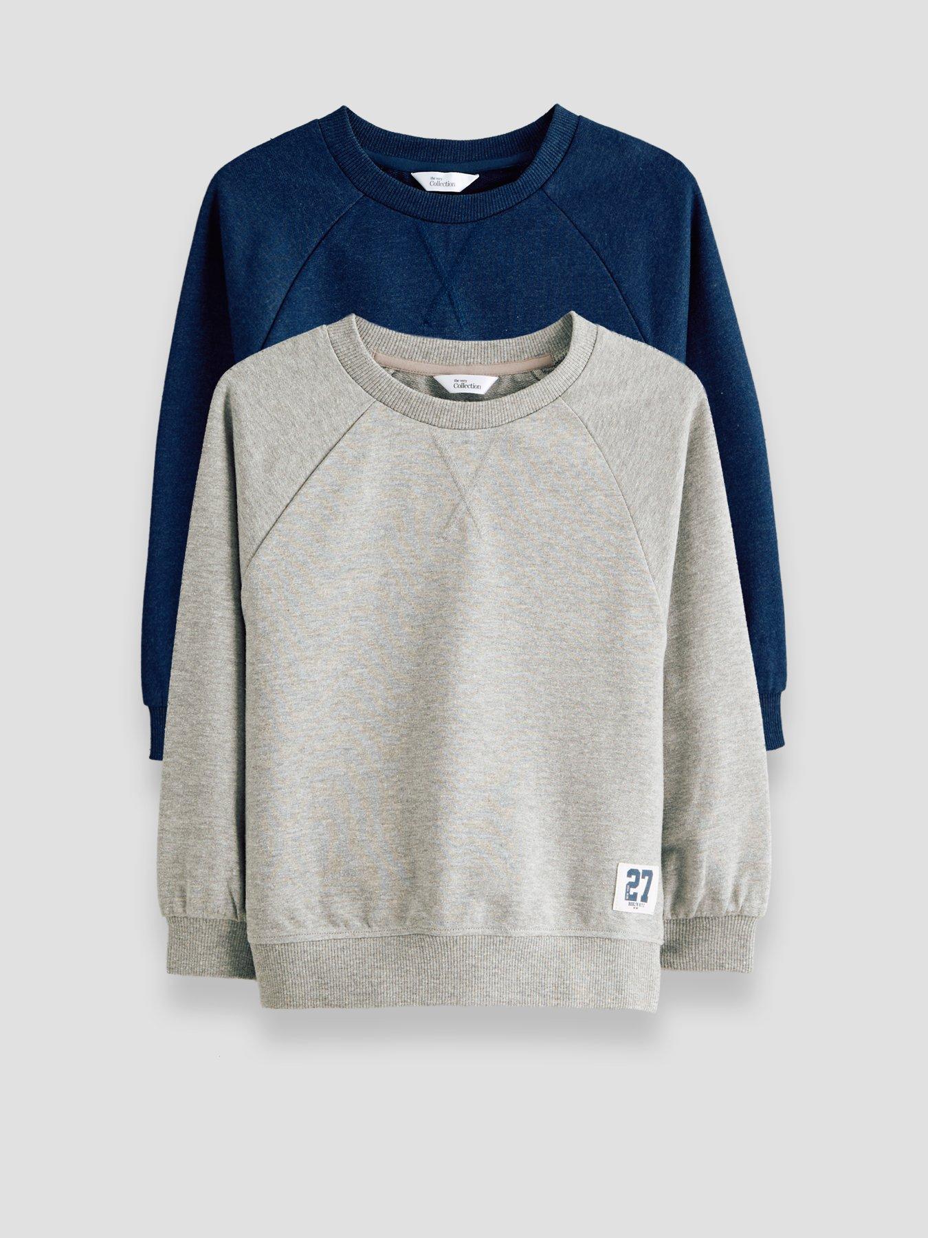 The Very Collection Boys Cotton Rich 2 Pack Split Hem Basic Sweatshirt - Multi