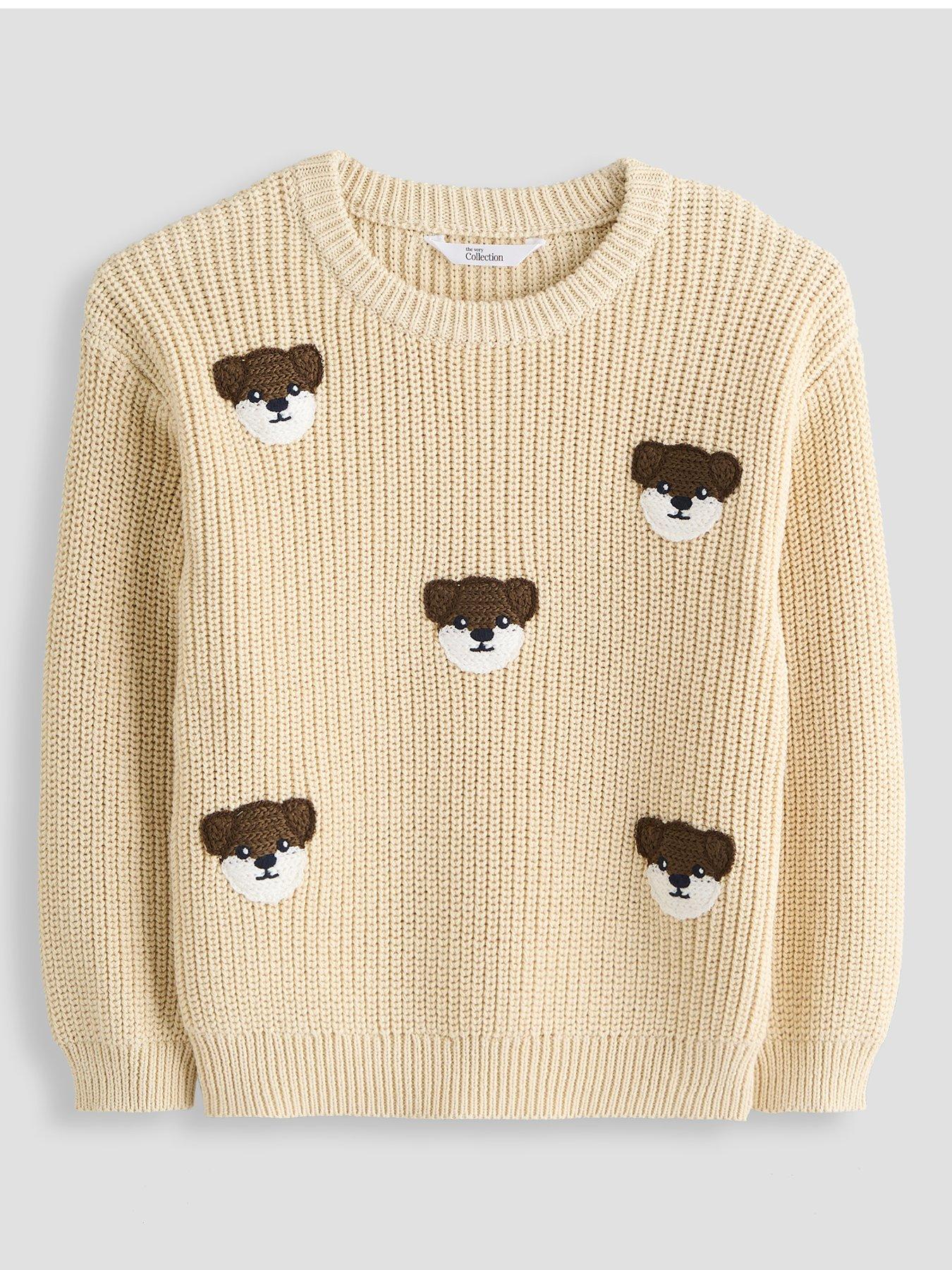 The Very Collection Boys Knitted Dog Jumper - Cream