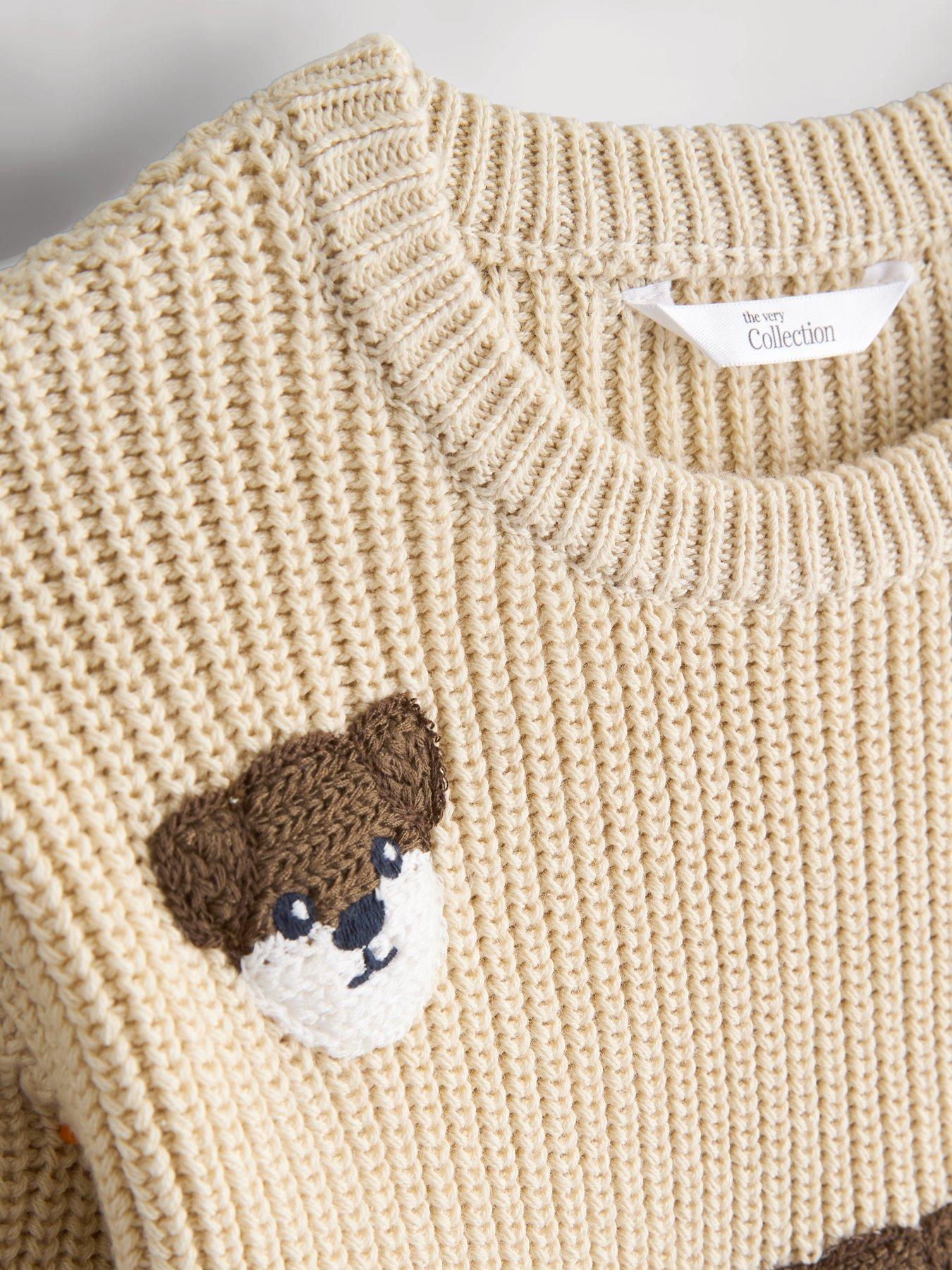 Image 3 of 5 of The Very Collection Boys Knitted Dog Jumper - Cream