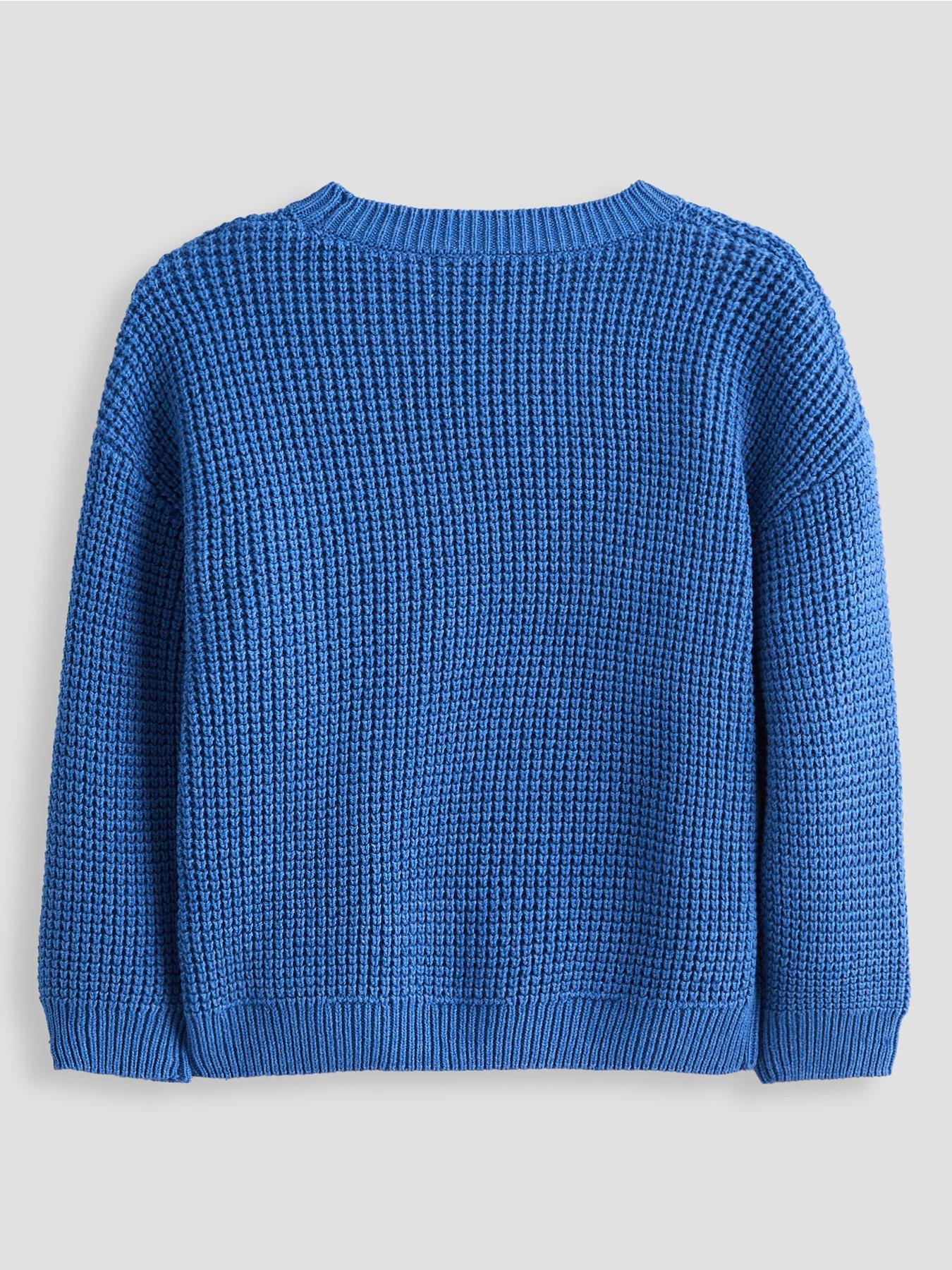 Image 2 of 4 of The Very Collection Boys Waffle Knit Crew Basic Jumper - Blue