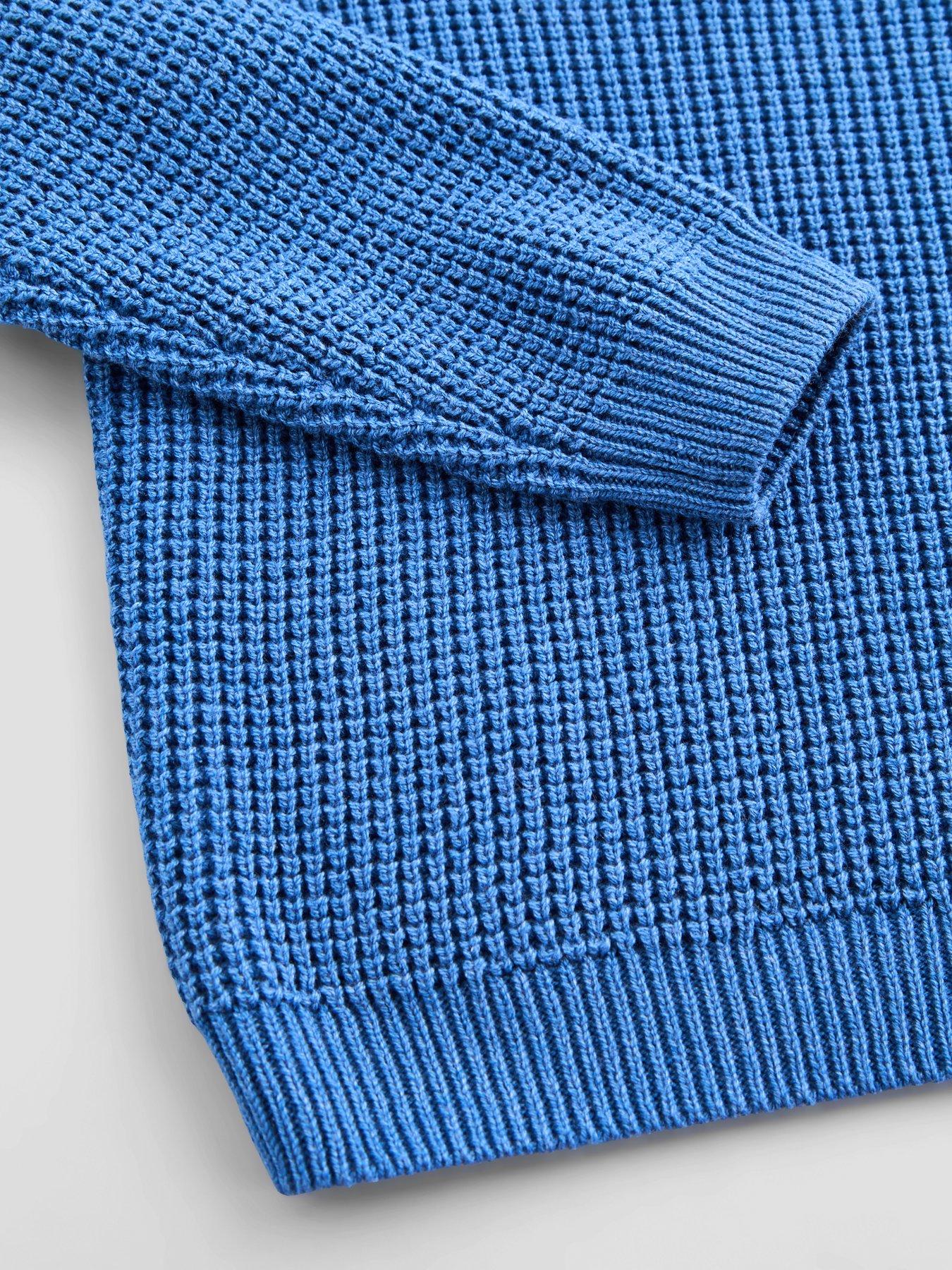 Image 4 of 4 of The Very Collection Boys Waffle Knit Crew Basic Jumper - Blue