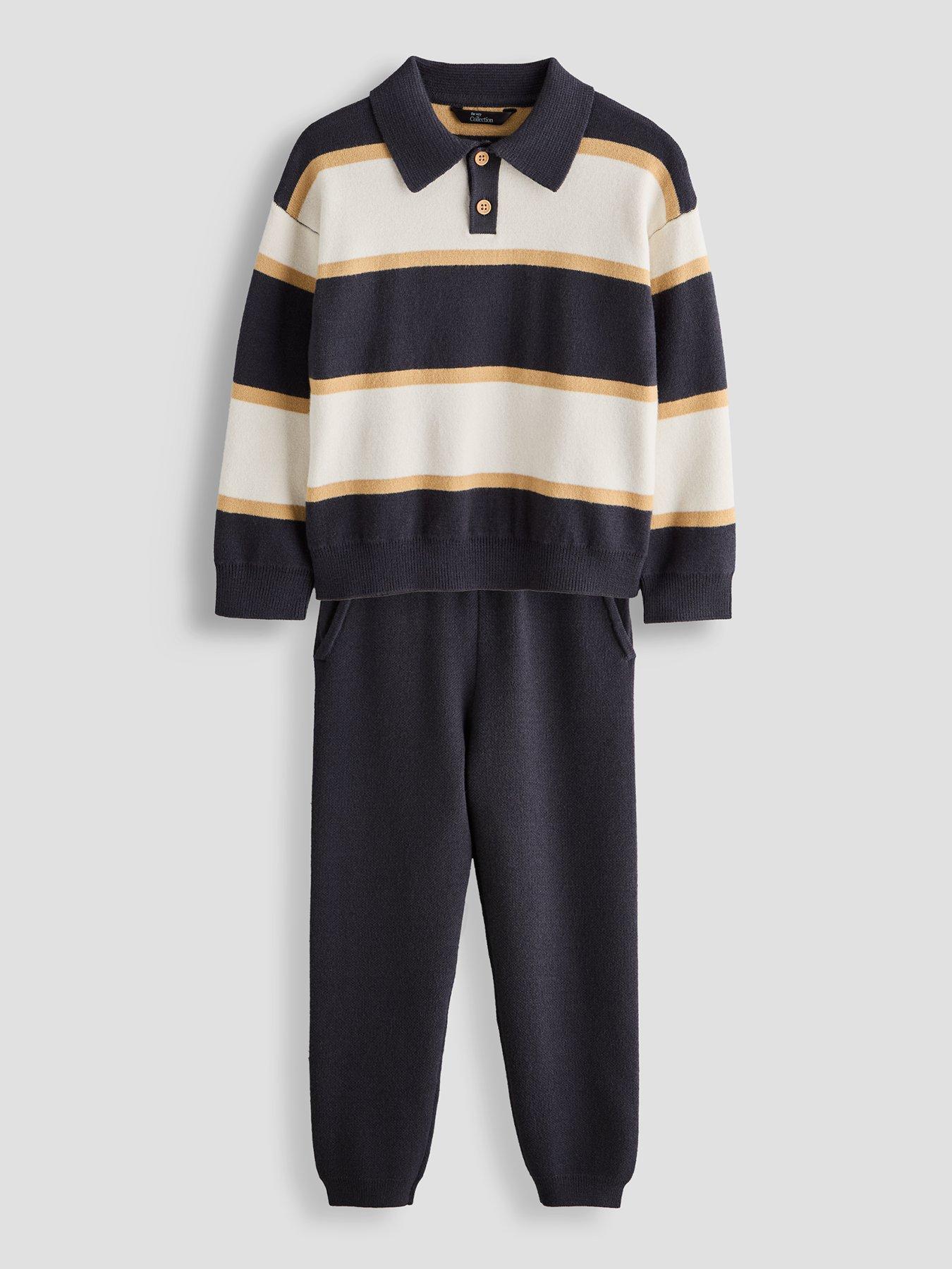 The Very Collection Boys Stripe Knitted Top And Joggers Outfit - Multi