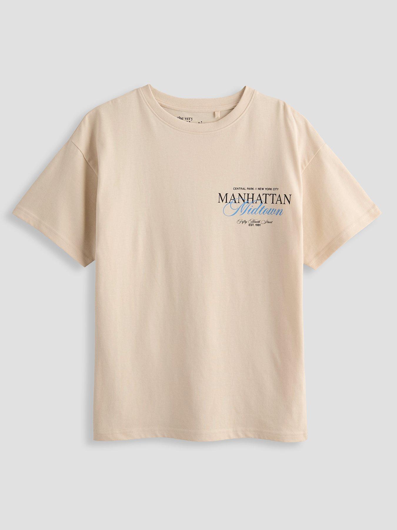 The Very Collection Boys Cotton Rich Manhattan Graphic T-Shirt - Beige