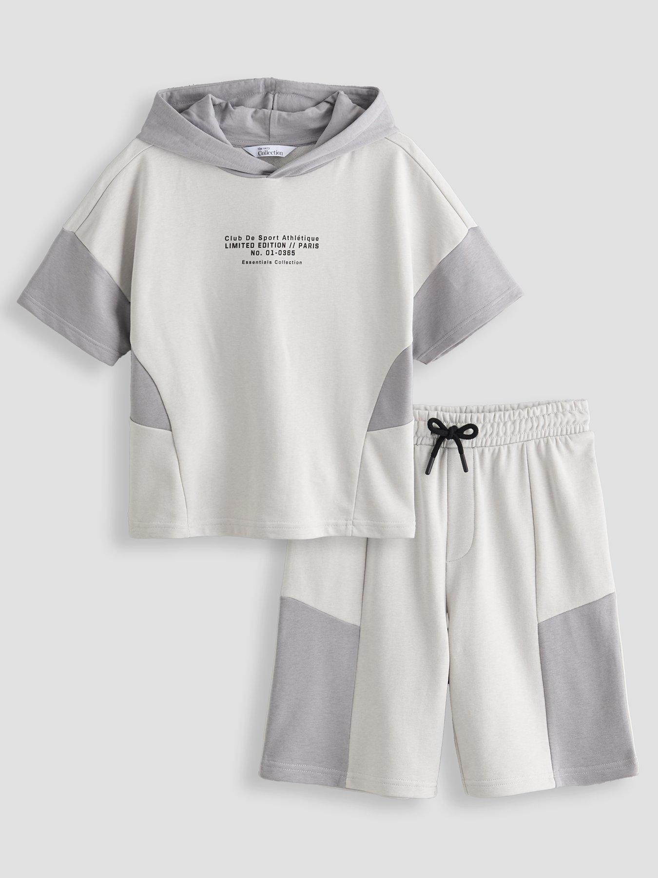 The Very Collection Boys Short Sleeve Hoodie  &  Shorts Set - Grey