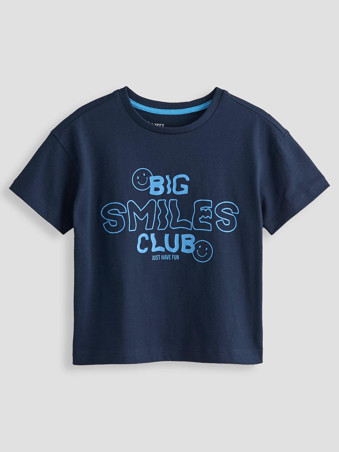 The Very Collection Boys Big Smiles Graphic Short Sleeve T-shirt - Navy