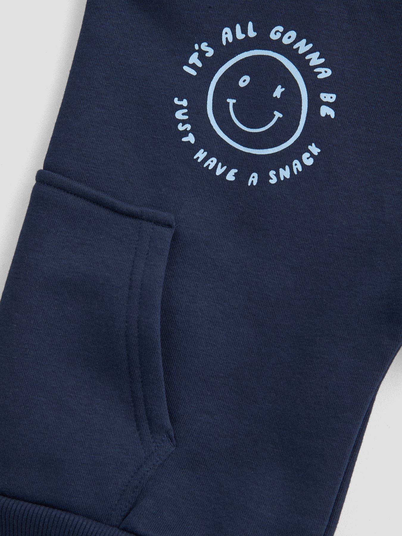 Image 3 of 5 of The Very Collection Boys Smile Back Graphic Hoodie And Joggers Outfit Set - Navy