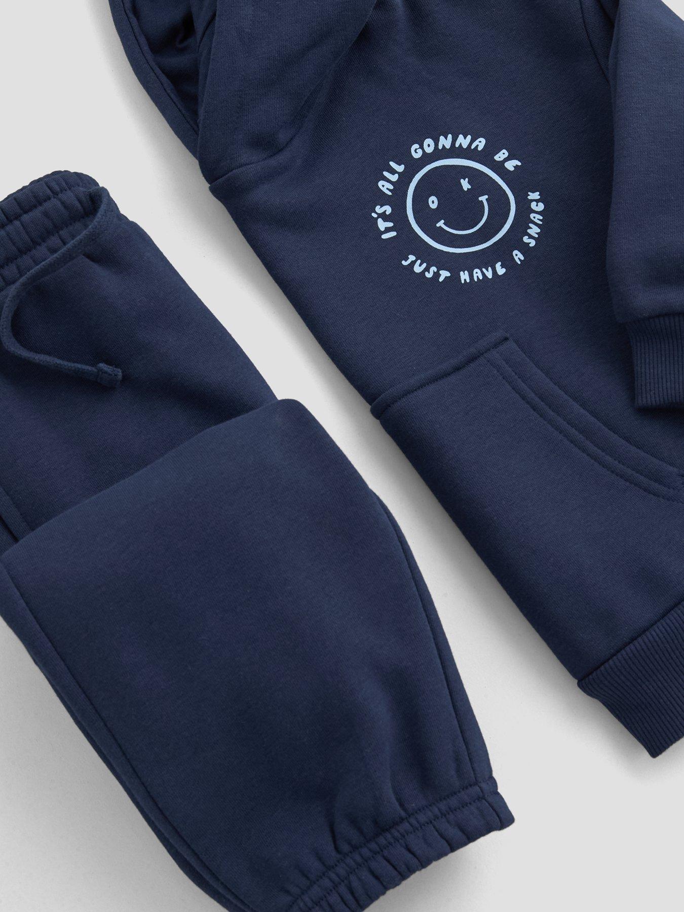 Image 4 of 5 of The Very Collection Boys Smile Back Graphic Hoodie And Joggers Outfit Set - Navy
