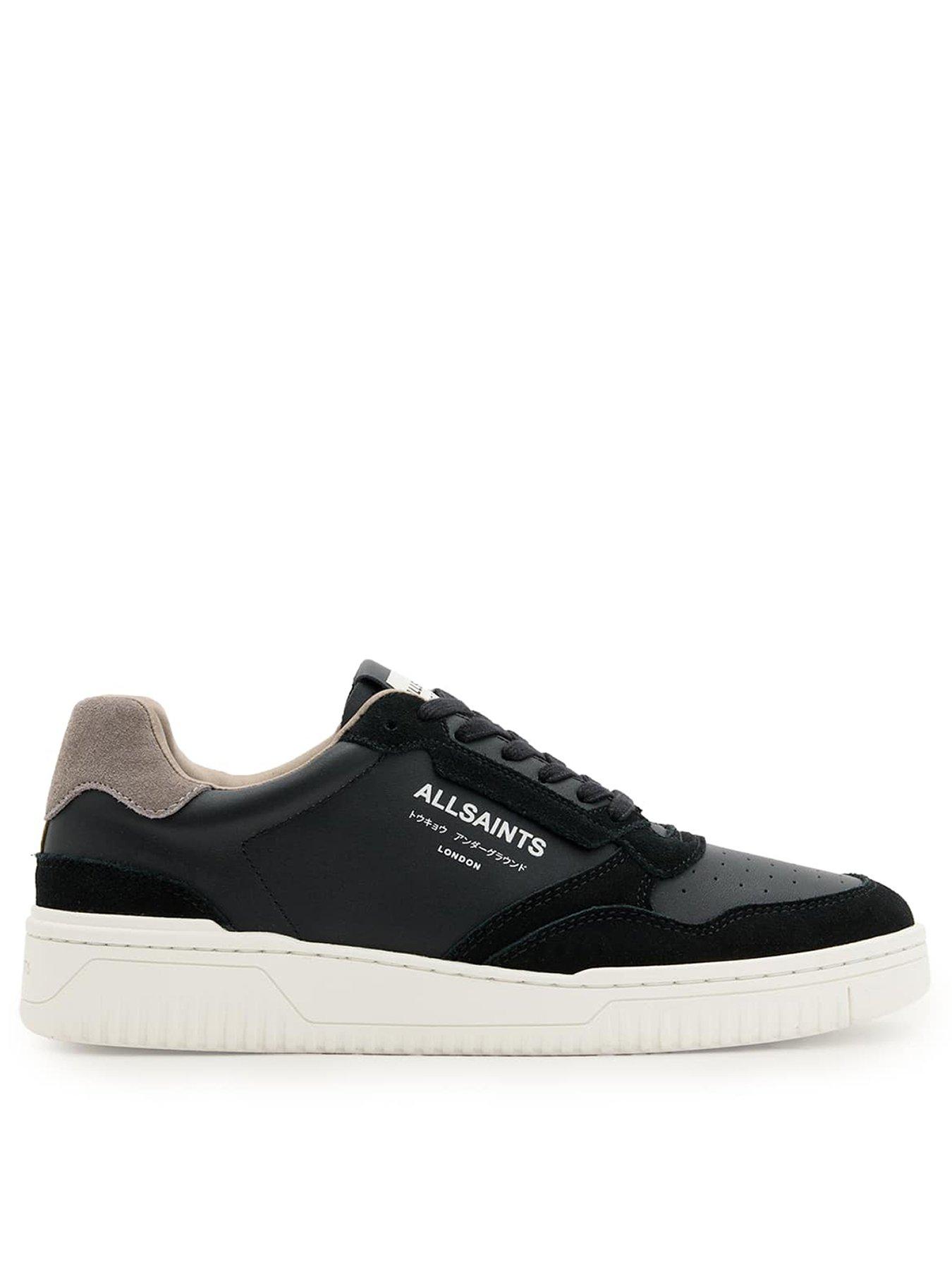 AllSaints Regan Low Top Leather Trainers - Grey