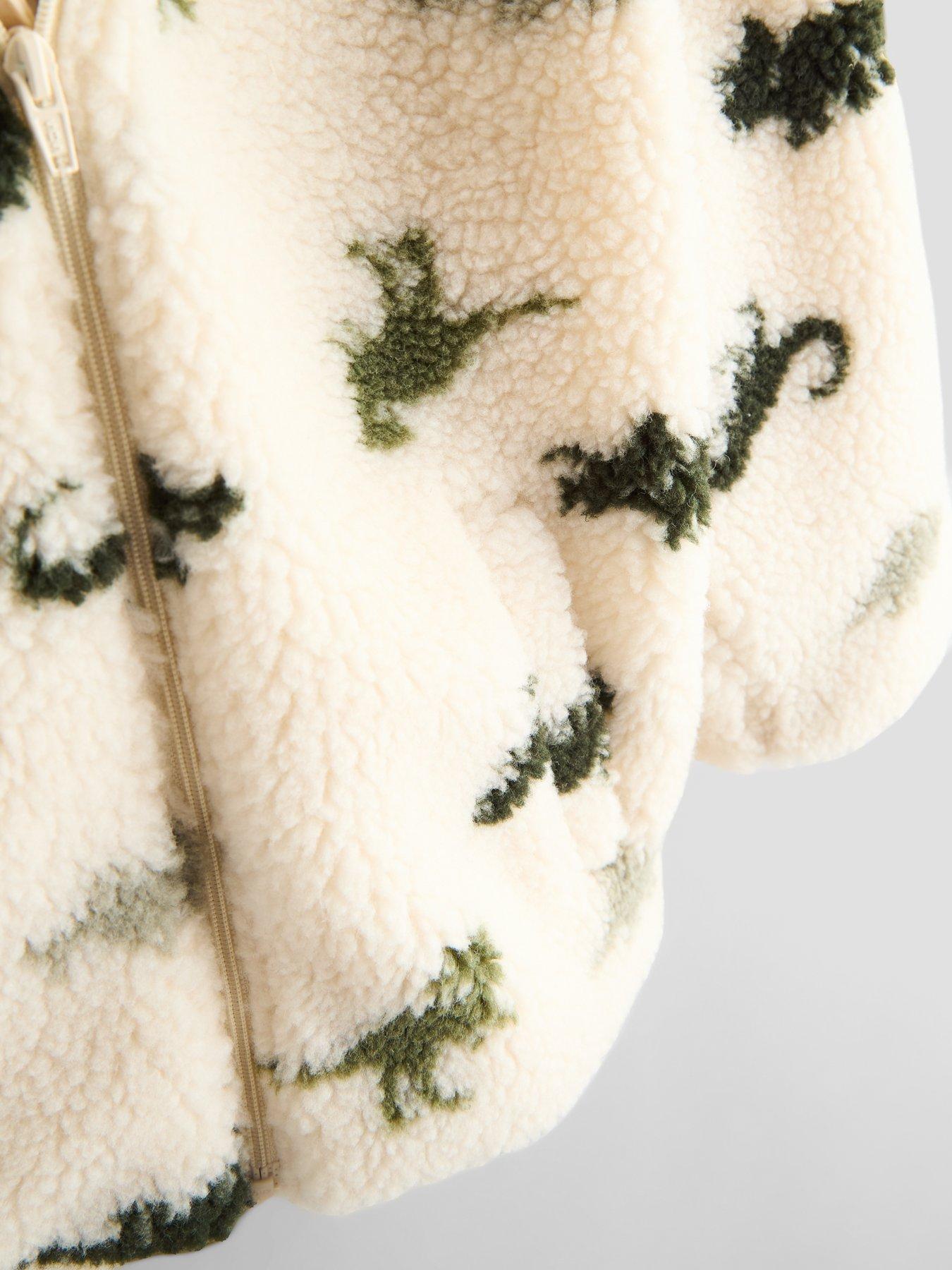 Image 5 of 5 of The Very Collection Boys' Dino Print Borg Hooded Jacket - Stone