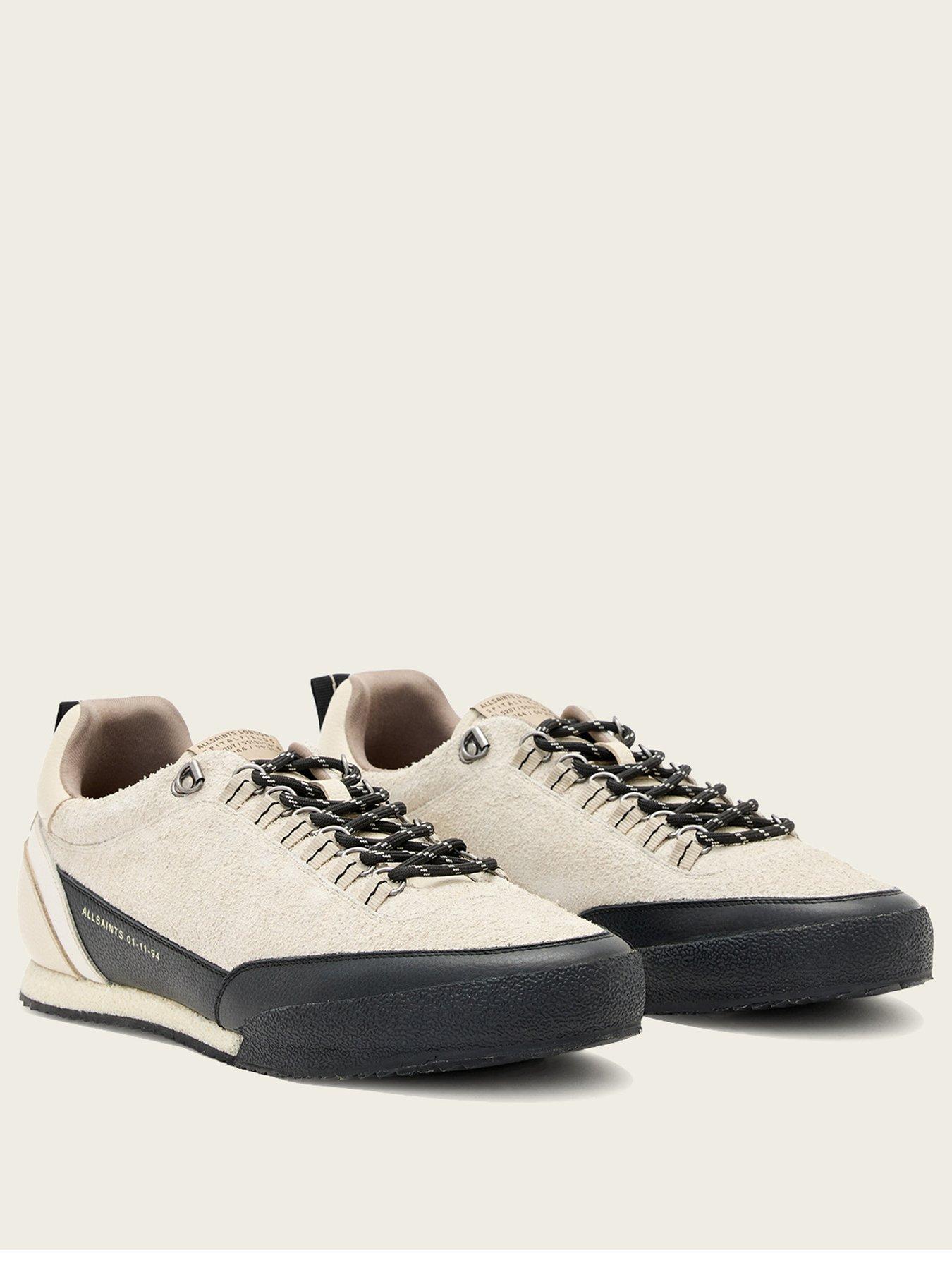 Image 2 of 6 of AllSaints Harri Low Top Suede Trainer - Off-White