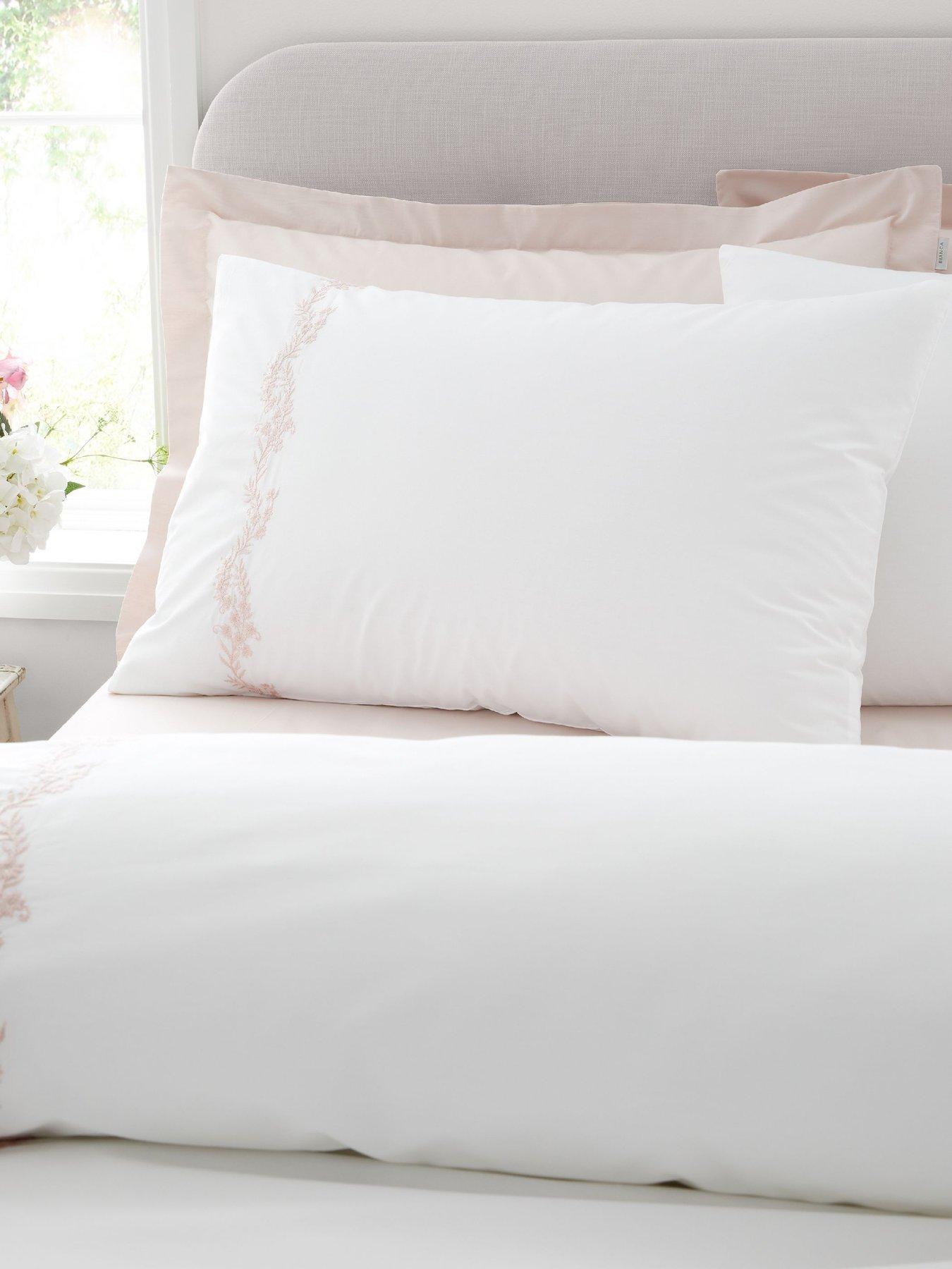 Image 3 of 5 of Bianca Camille Embroidered Floral 100% Cotton Duvet Set White / Pink